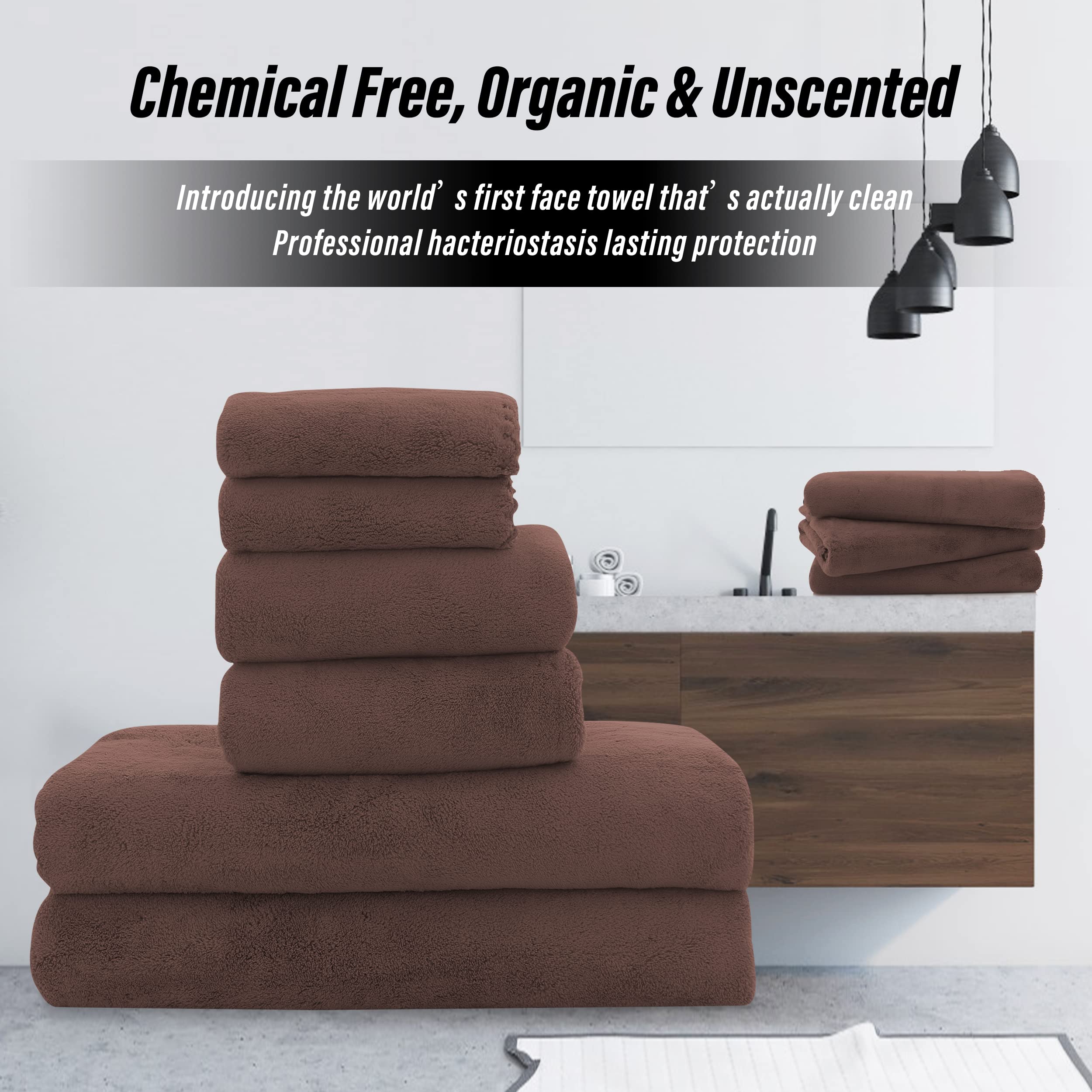 Ultra Soft Towel Set - Quick Drying - 2 Bath Towels 2 Hand Towels 2 Washcloths - Microfiber Coral Velvet Highly Absorbent Towel (6 Pcs)