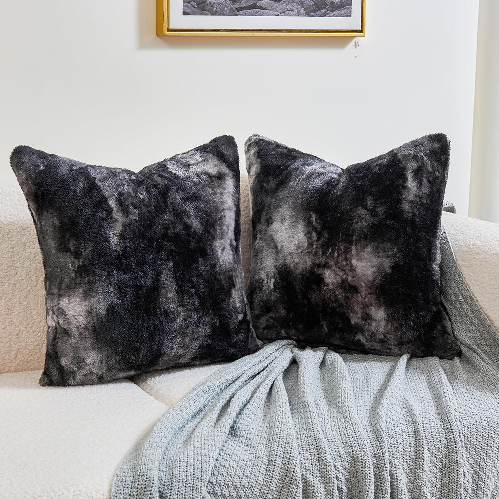 Faux Fur Pillow Cases Set of 2, Luxury Ultra Soft Fuzzy Pillowcases, Fluffy Plush Velvet Pillow Covers with Zipper, Cozy Warmth and No Shedding