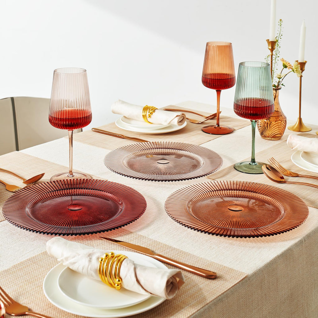 Glass Colored Plates | Set of 6 Plate | Natural Colors 10.6" Dinner & Charger Plate - Server, Charger, Dinner Server, Appetizer, Snack, Fruit, Side Serveware