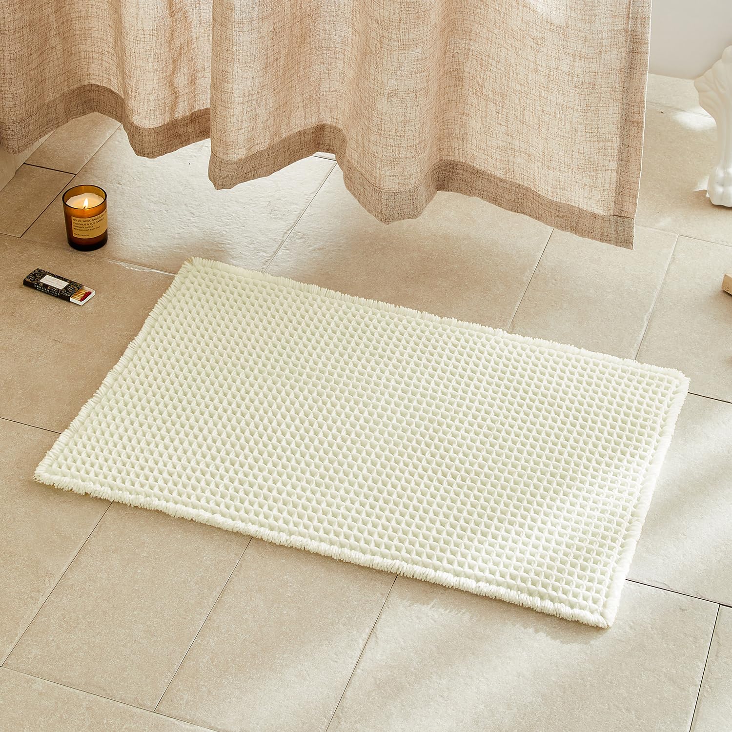 Waffle Bath Mat Non Slip Washable Quick Dry Cute Bath Mat