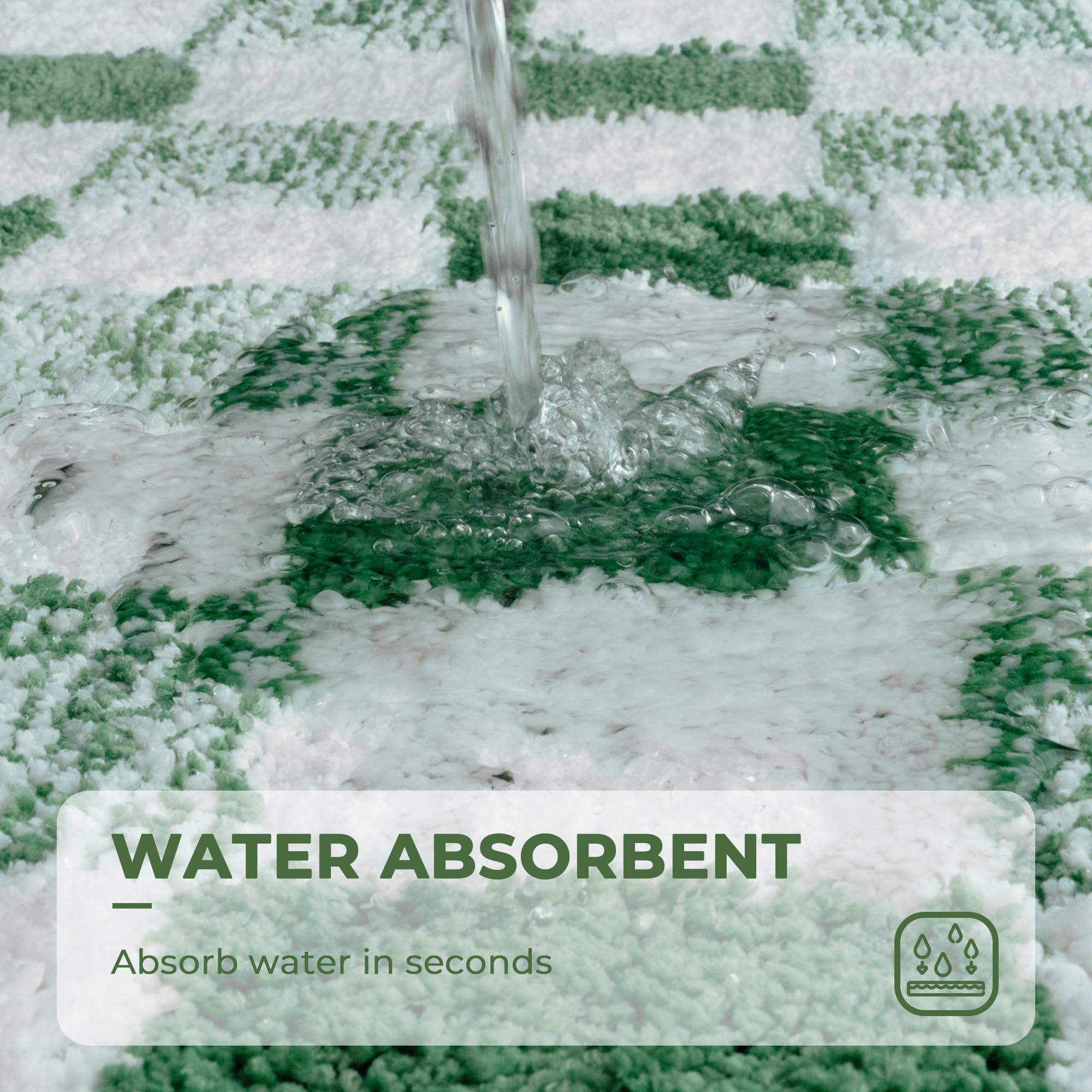 Checkered Bathroom Rugs, Fluffy Rug, Absorbent Microfiber Ultra Soft Bath Mat Washable, Non-Slip Bath Mats for Bathroom, Cute Floor Mat