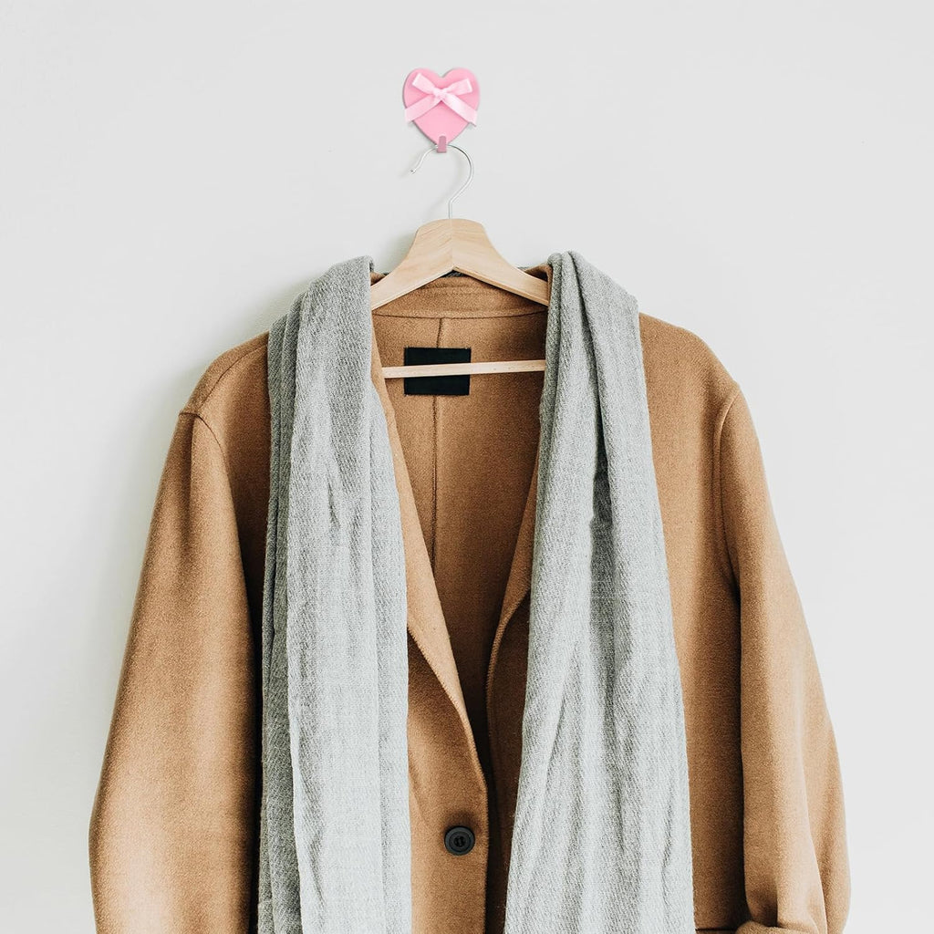 Pink Bow Hooks for Wall Heart Shaped Coquette Wall Decor Stainless Steel Strong Adhesive Hook for Bedroom Home Kitchen Bathroom 12 Pcs