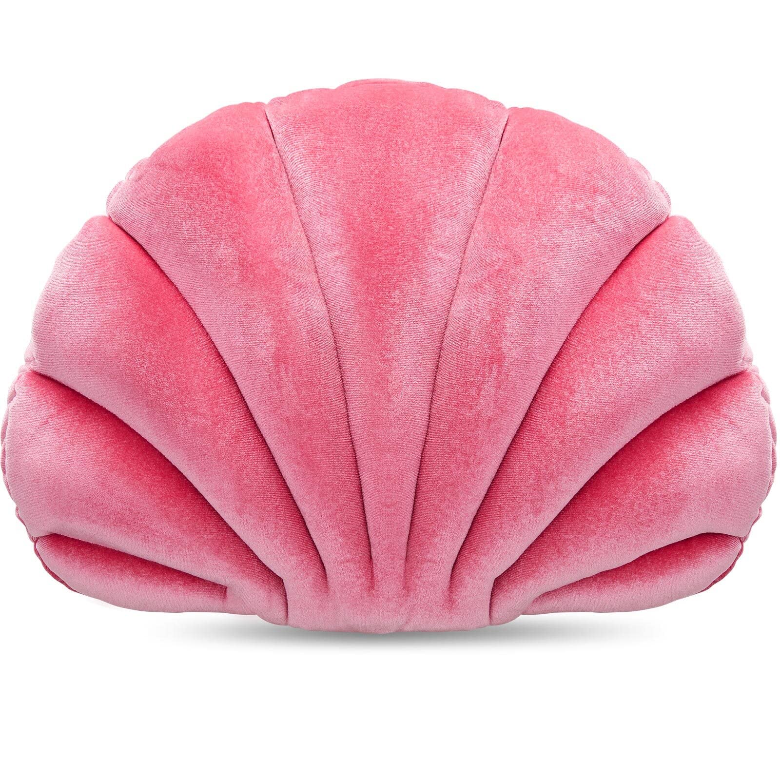 Pink Seashell Decorative Pillow â€?Soft Clam-Shaped Cushion for Sofa, Bed, or Living Room
