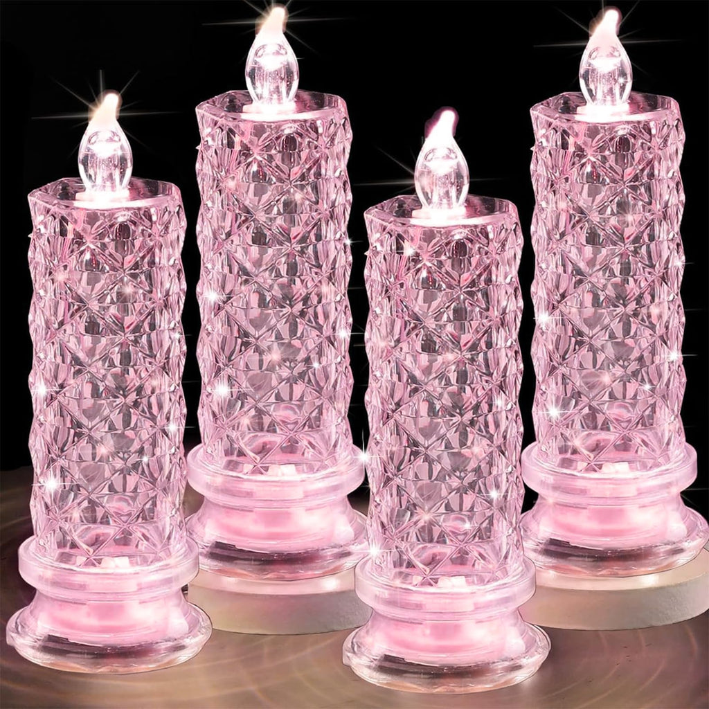 Shadow LED Flameless Candles - 4PCS Romantic Battery Operated Pillar Candles