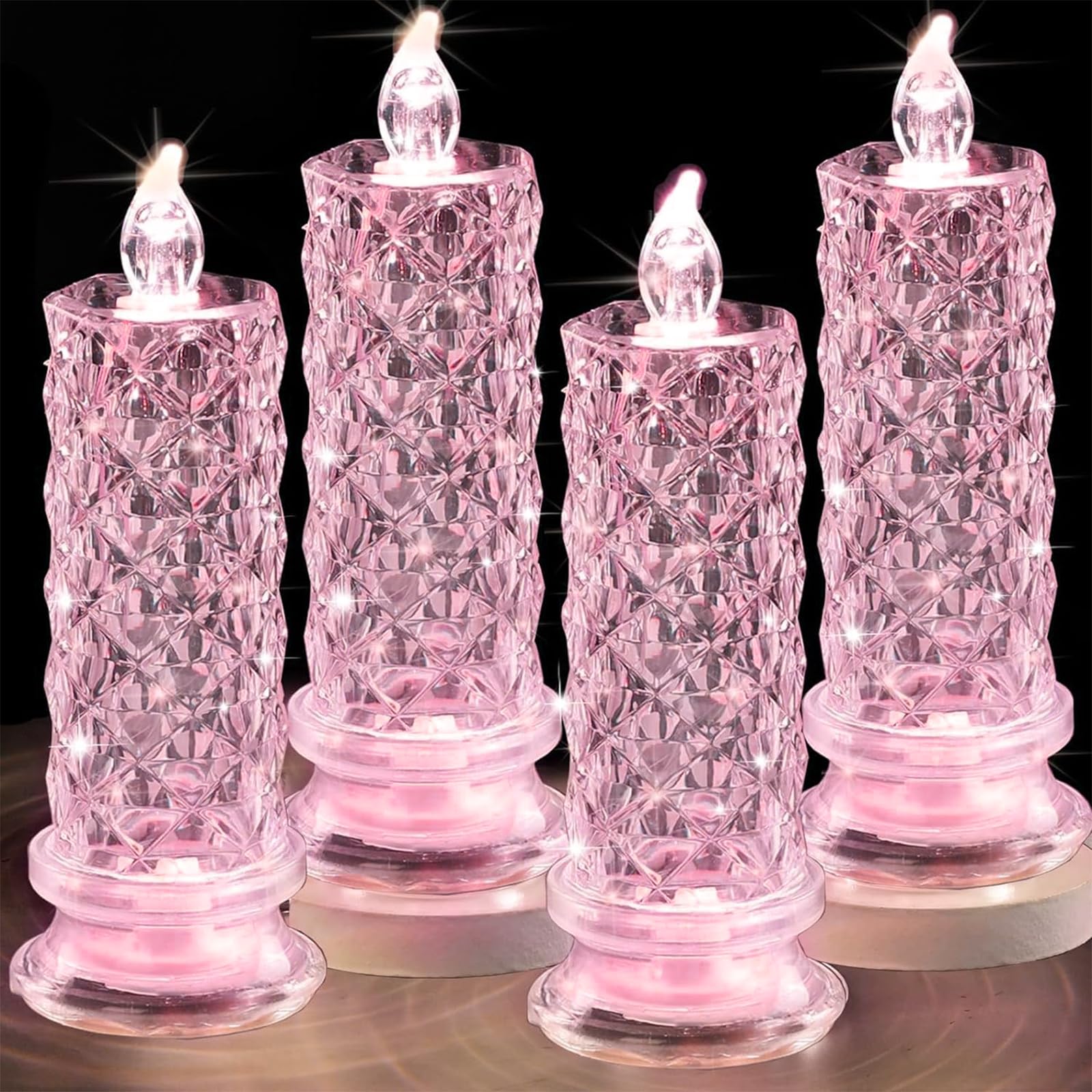 Shadow LED Flameless Candles - 4PCS Romantic Battery Operated Pillar Candles