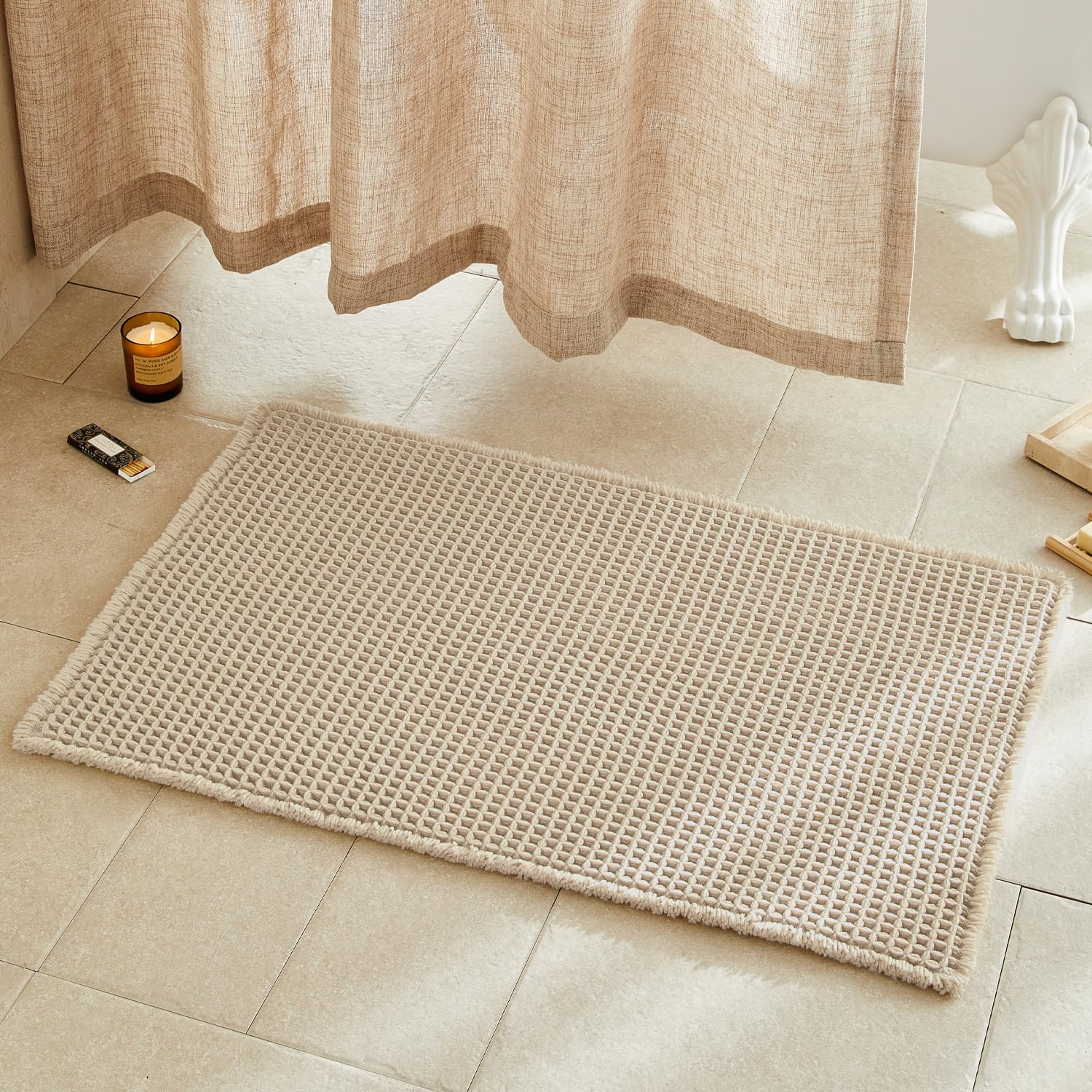 Waffle Bath Mat Non Slip Washable Quick Dry Cute Bath Mat