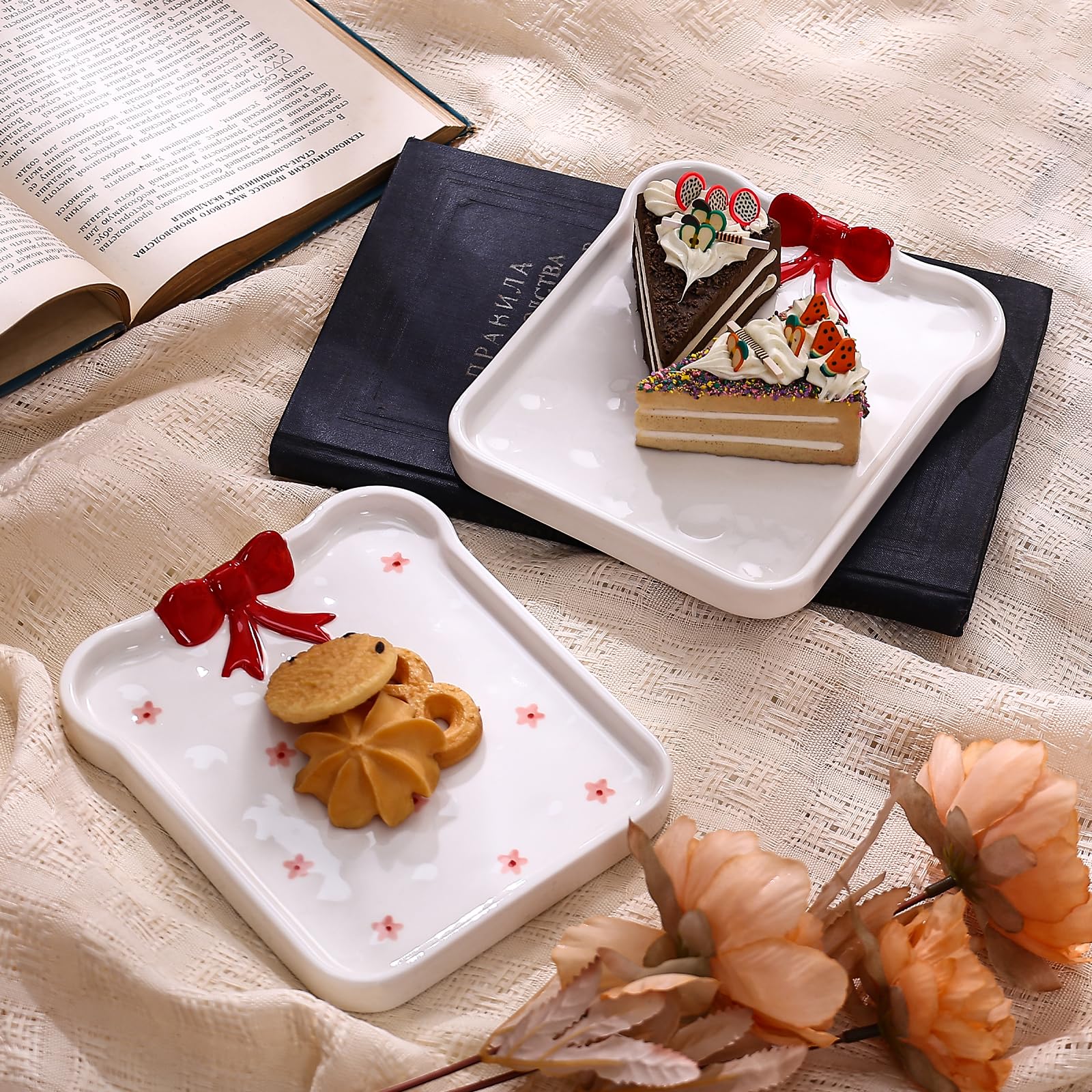 Cute Bow Ceramic Dessert Plates, Dinner Plate