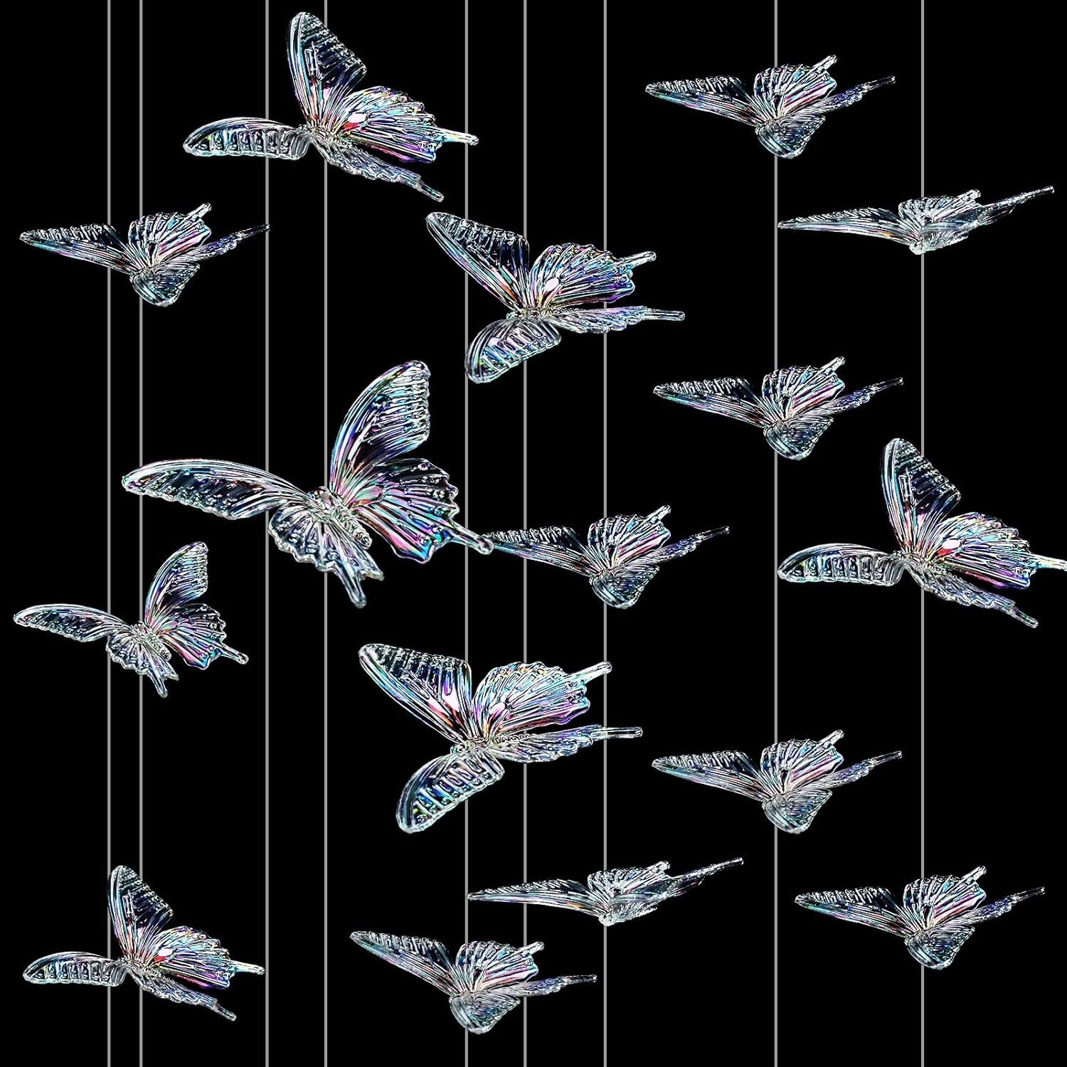 Butterfly Decorative Ceiling Hanging Ornaments, Iridescent 24 Pieces