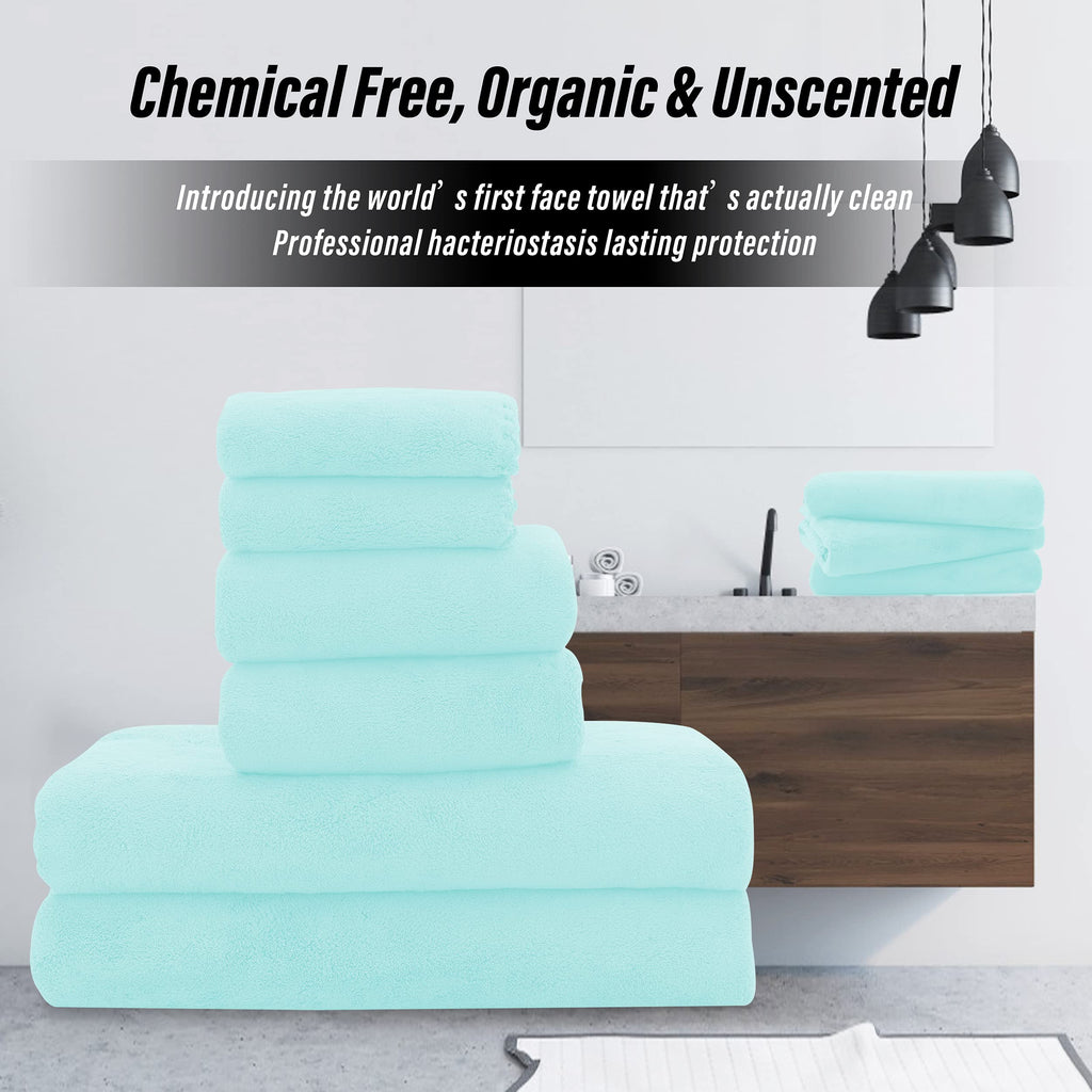 Ultra Soft Towel Set - Quick Drying - 2 Bath Towels 2 Hand Towels 2 Washcloths - Microfiber Coral Velvet Highly Absorbent Towel (6 Pcs)