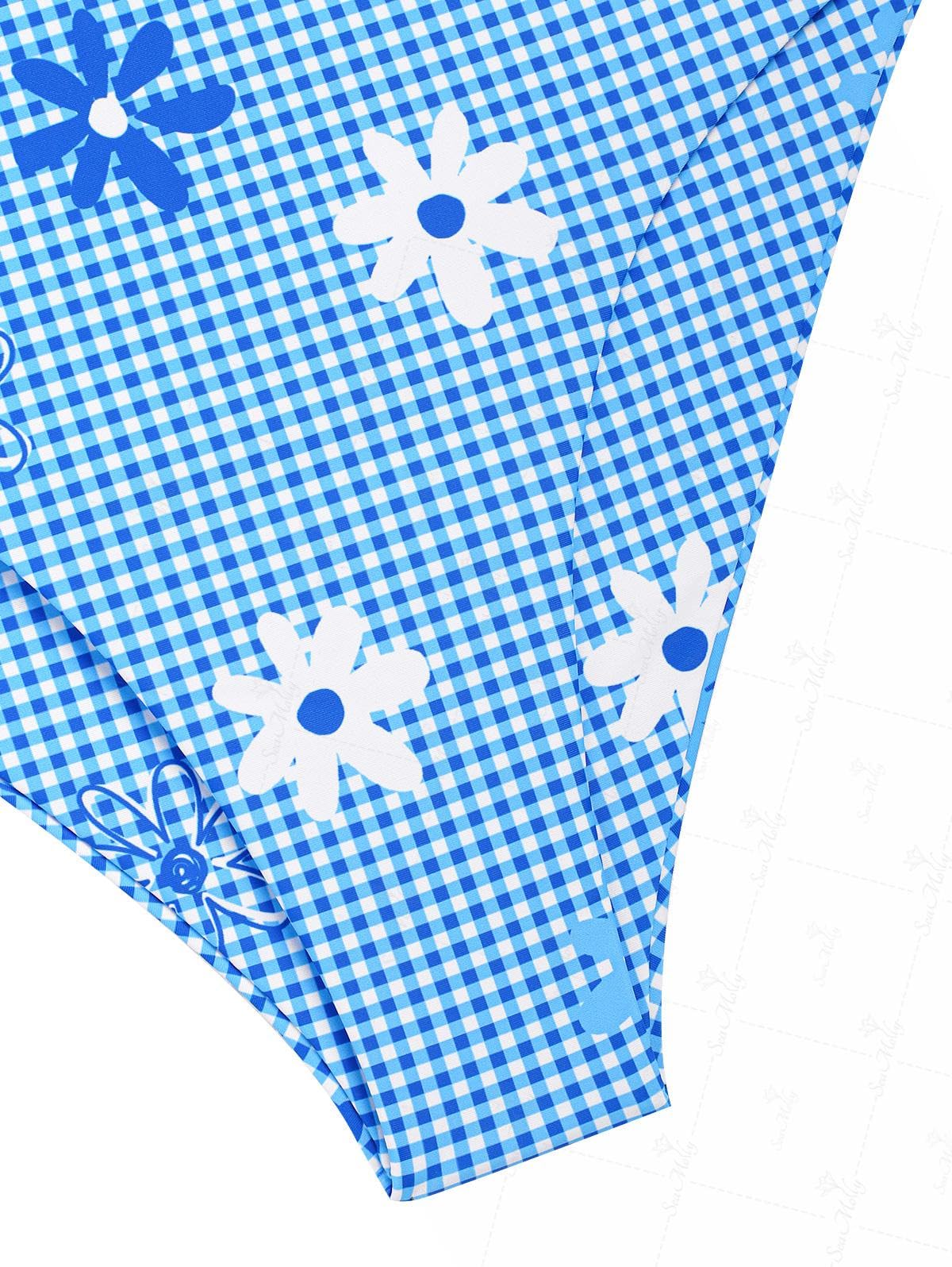 Floral Halter Tied Cheeky Tankini Set