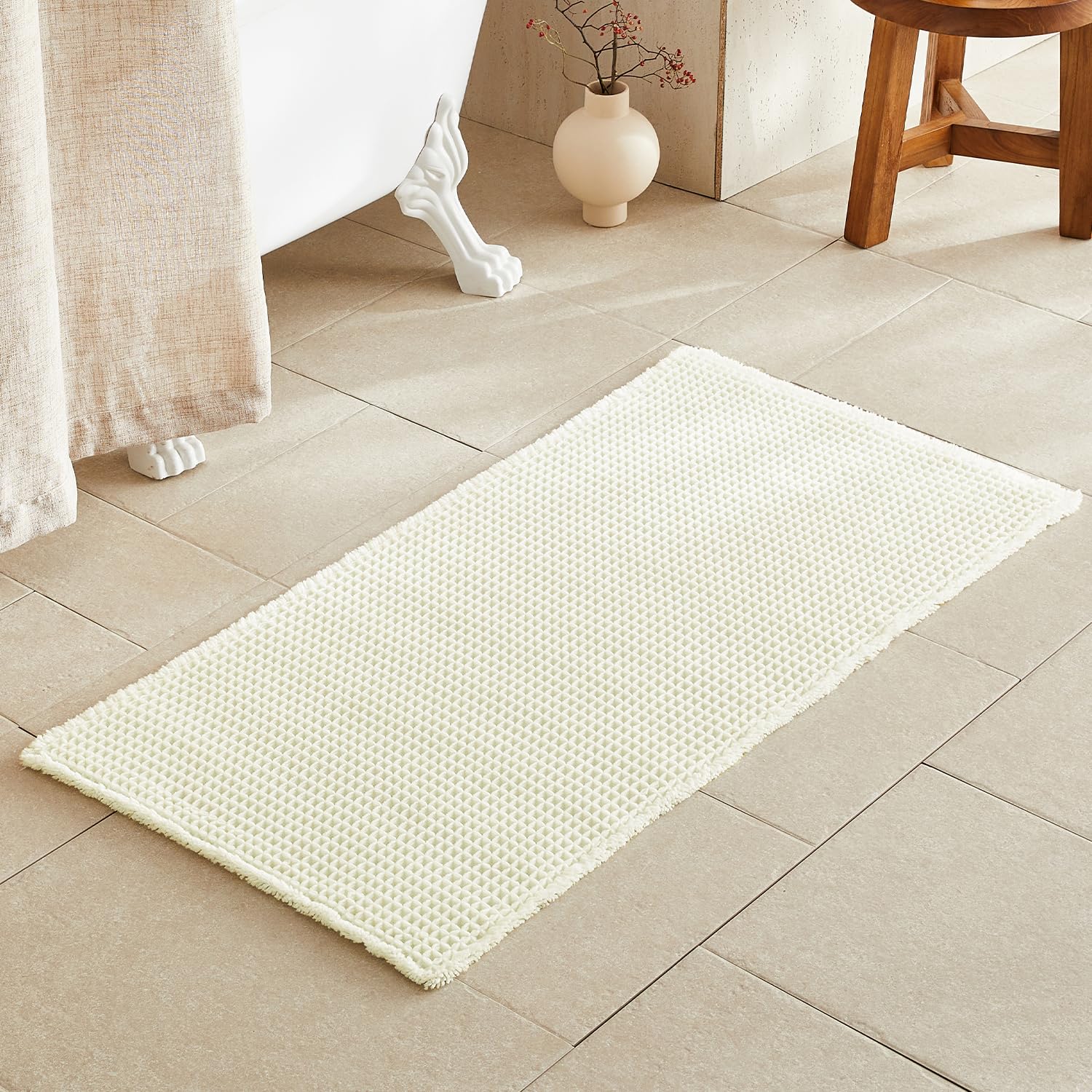 Waffle Bath Mat Non Slip Washable Quick Dry Cute Bath Mat
