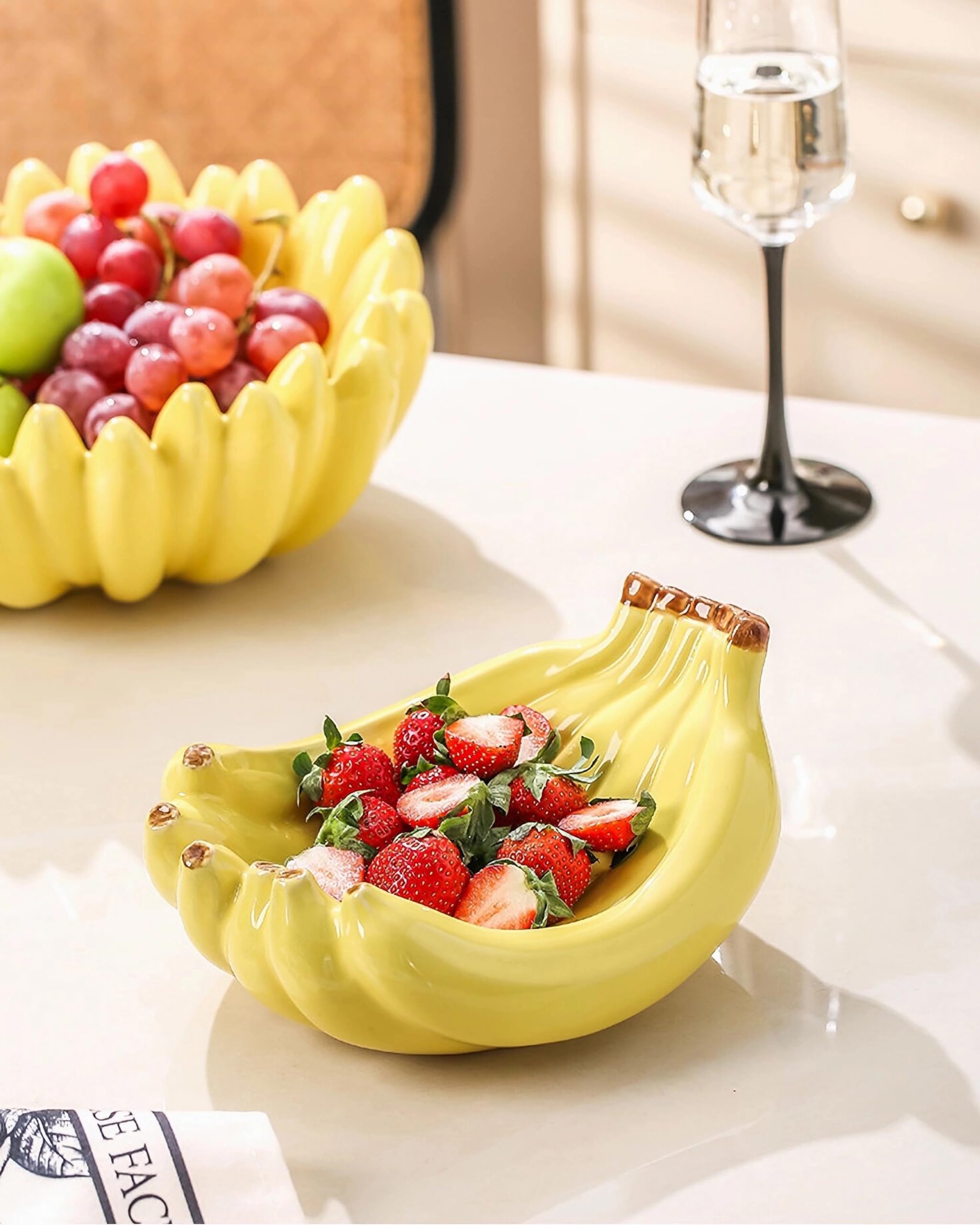 Ceramic Decorative Bowl Banana-Shaped Fruit Bowl