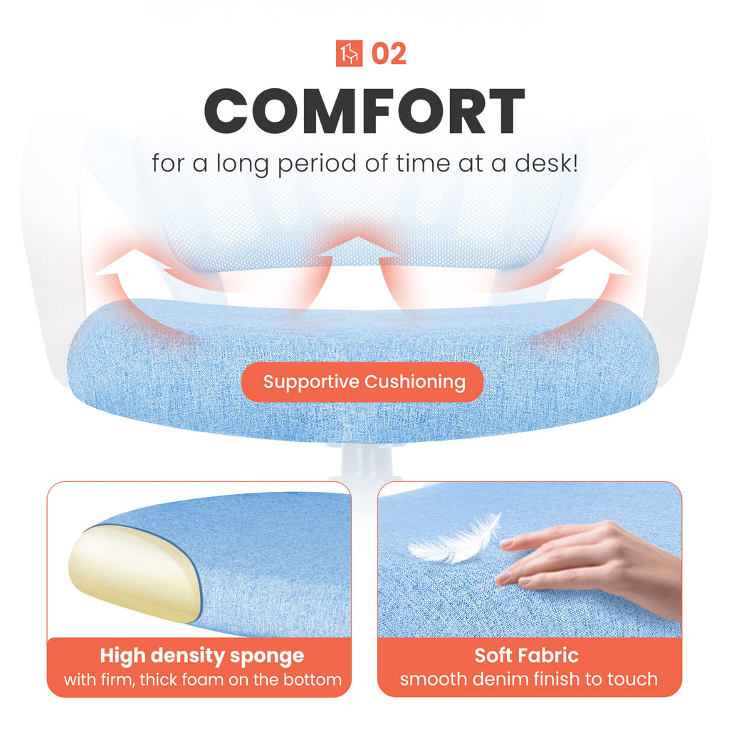 Office Desk Computer Chair Ergonomic Mesh Gaming Mid Back Seat with Comfy Lumbar Support Adjustable Height Swivel