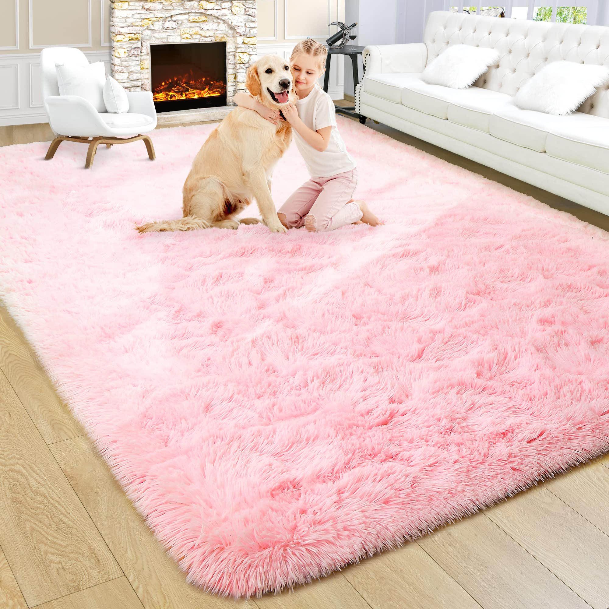 Fluffy Area Rugs Shag Throw Floor Carpet, Soft Shaggy Bedside Non-Slip Plush Rug Home Decor Aesthetic