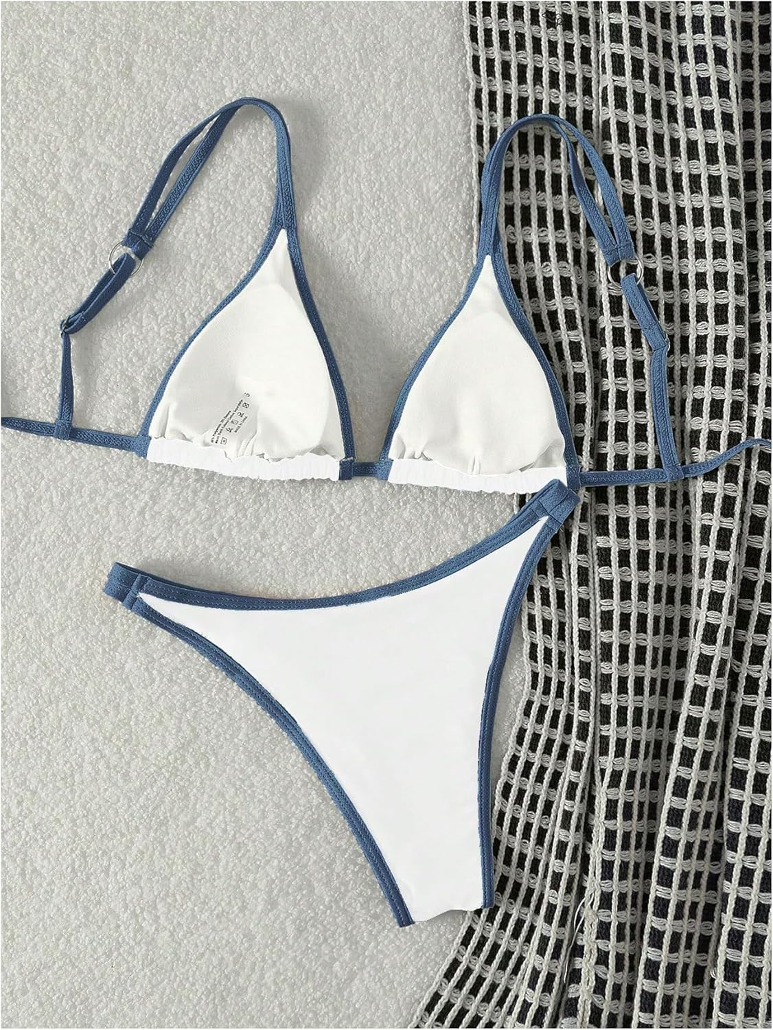 Women's Bathing Suit Contrast Binding Triangle Bikini Set 2 Piece Swimsuit