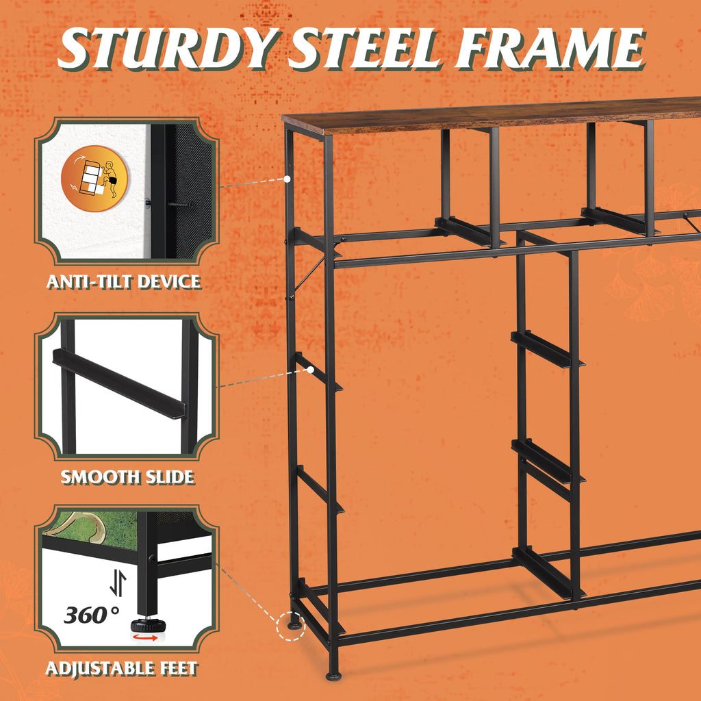 Drawer Fabric 9 Dresser â€?Tall Storage Tower with Bins, Steel Frame, and Wood Top