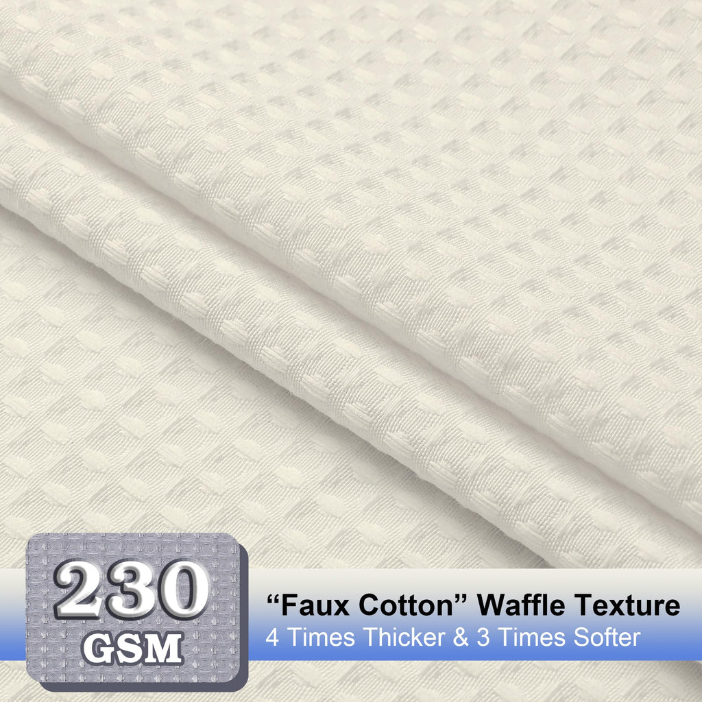 Waffle Textured Heavy Duty Fabric Shower Curtain for Bathroom, Luxury Hotel Weighted 230GSM Bath Curtain with 12 Plastic Hooks, Machine Washable, 72x72