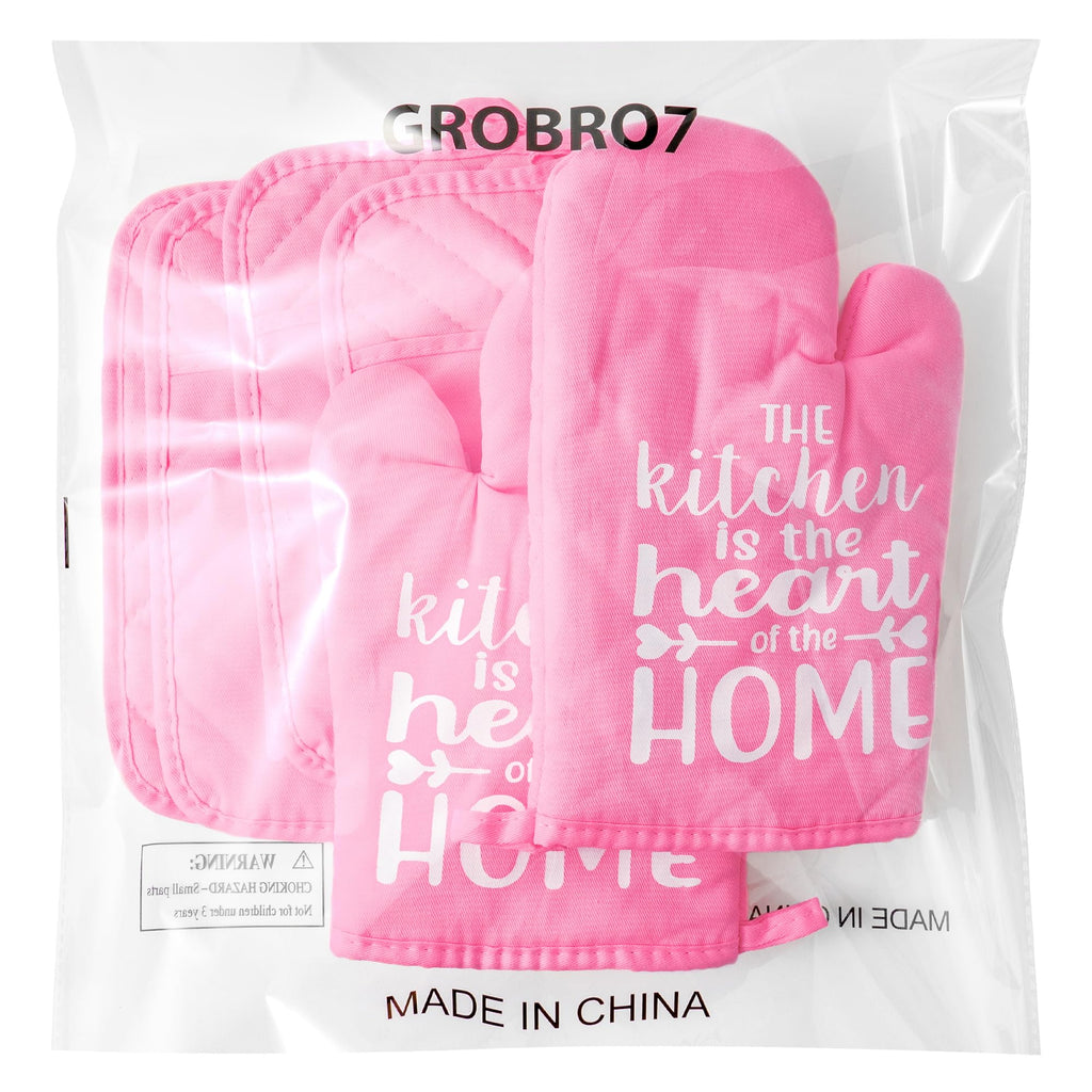 The Heart of The Home Heat Resistant Hot Pad Machine Washable Gloves with Hanging Loop Pocket