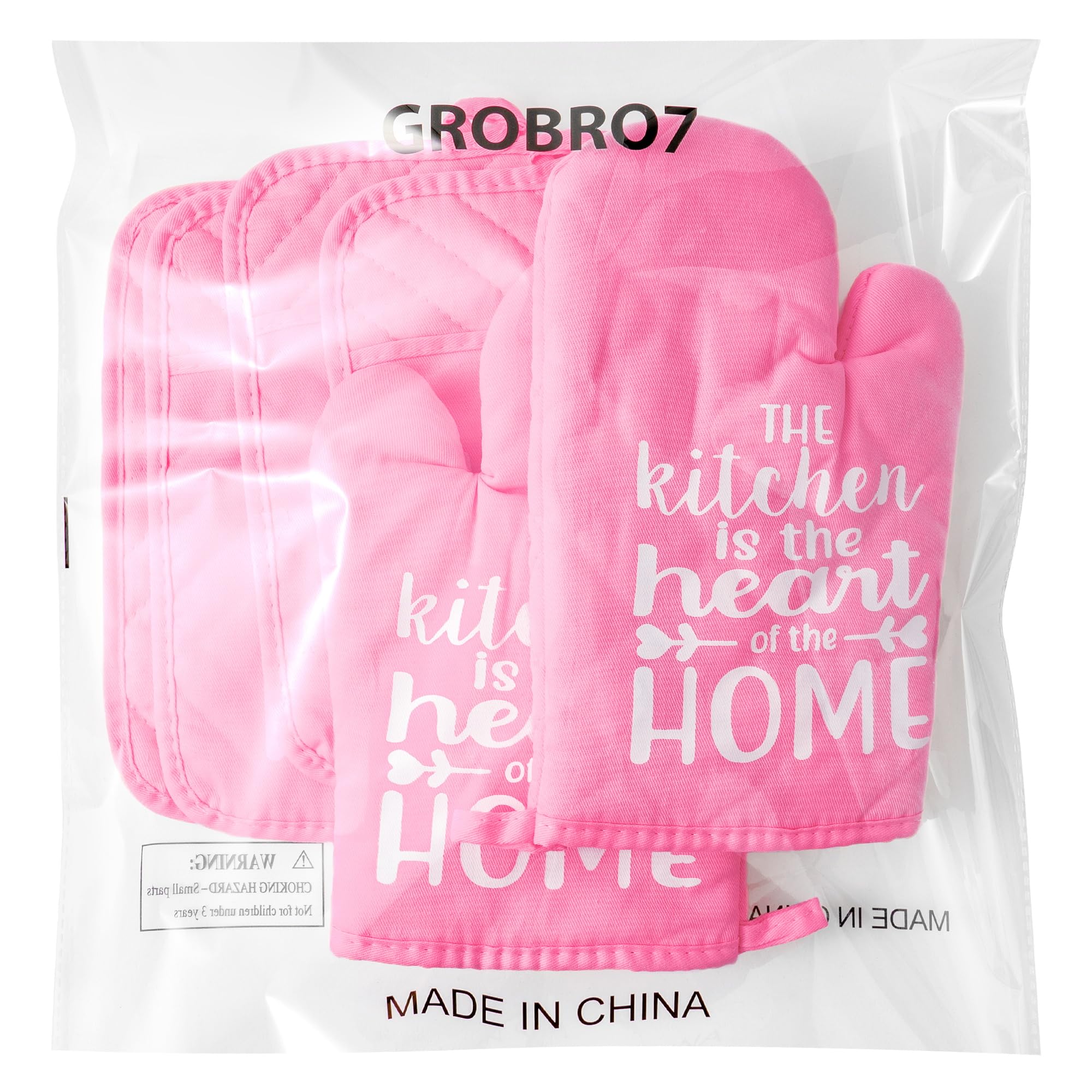 The Heart of The Home Heat Resistant Hot Pad Machine Washable Gloves with Hanging Loop Pocket
