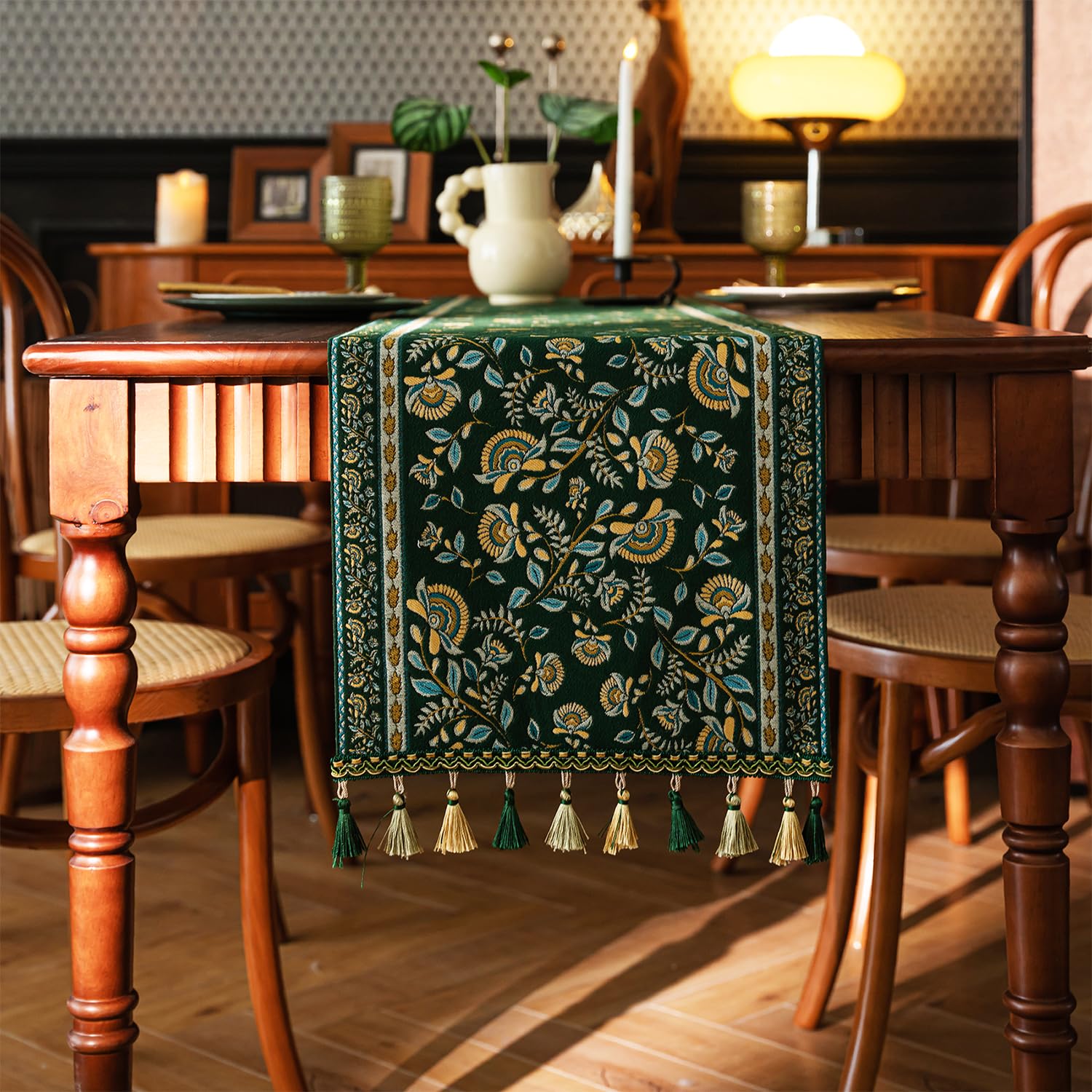 Retro-Luxury Tassels Table Runner Series for Kitchen Dining Table