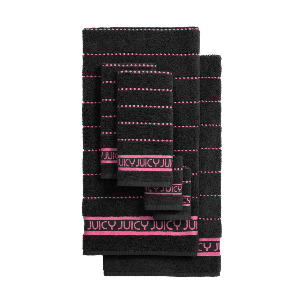 Juicy Couture Luxurious Plush Stripe 6-Piece Set - 100% Cotton Bath Towel Set - Soft and Stylish Towel Set for Ultimate Comfort and Elegance