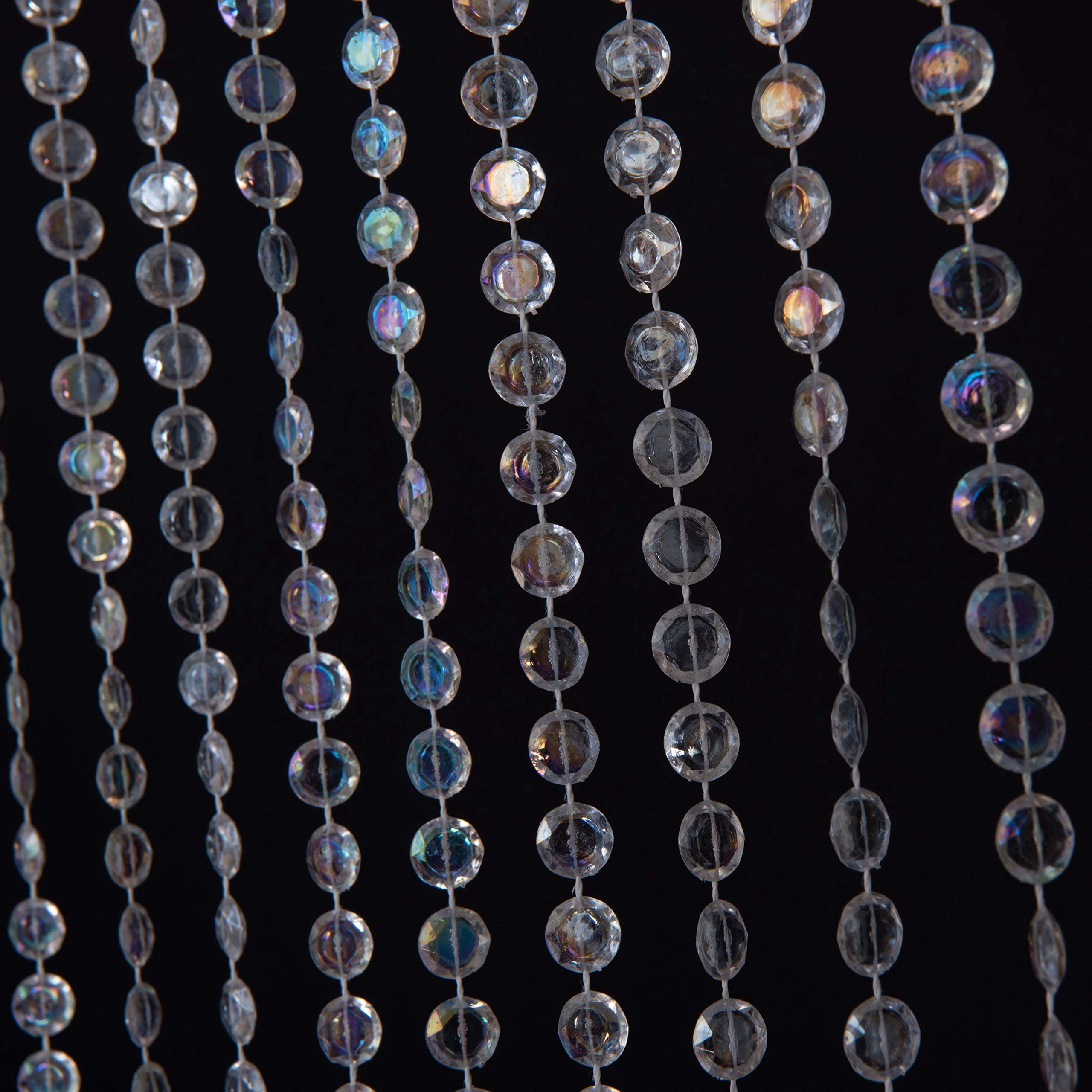 Strands Iridescent Crystal Beaded Curtain for Doorway Room Divider Party Bedroom Decorations, Diamond Cut Bead Curtain, 34 PCS 3FT X 9FT