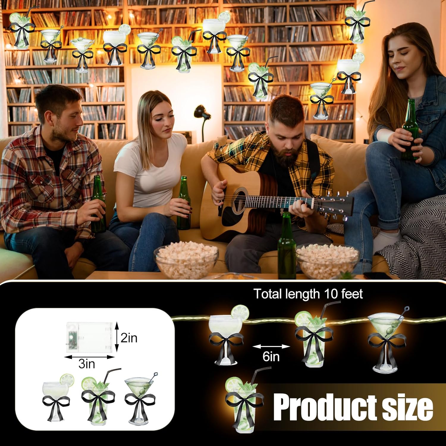 Coquette String Lights for Room Decor Party Decorations 20 LED 10 ft Battery Operate Hanging Garland Banners