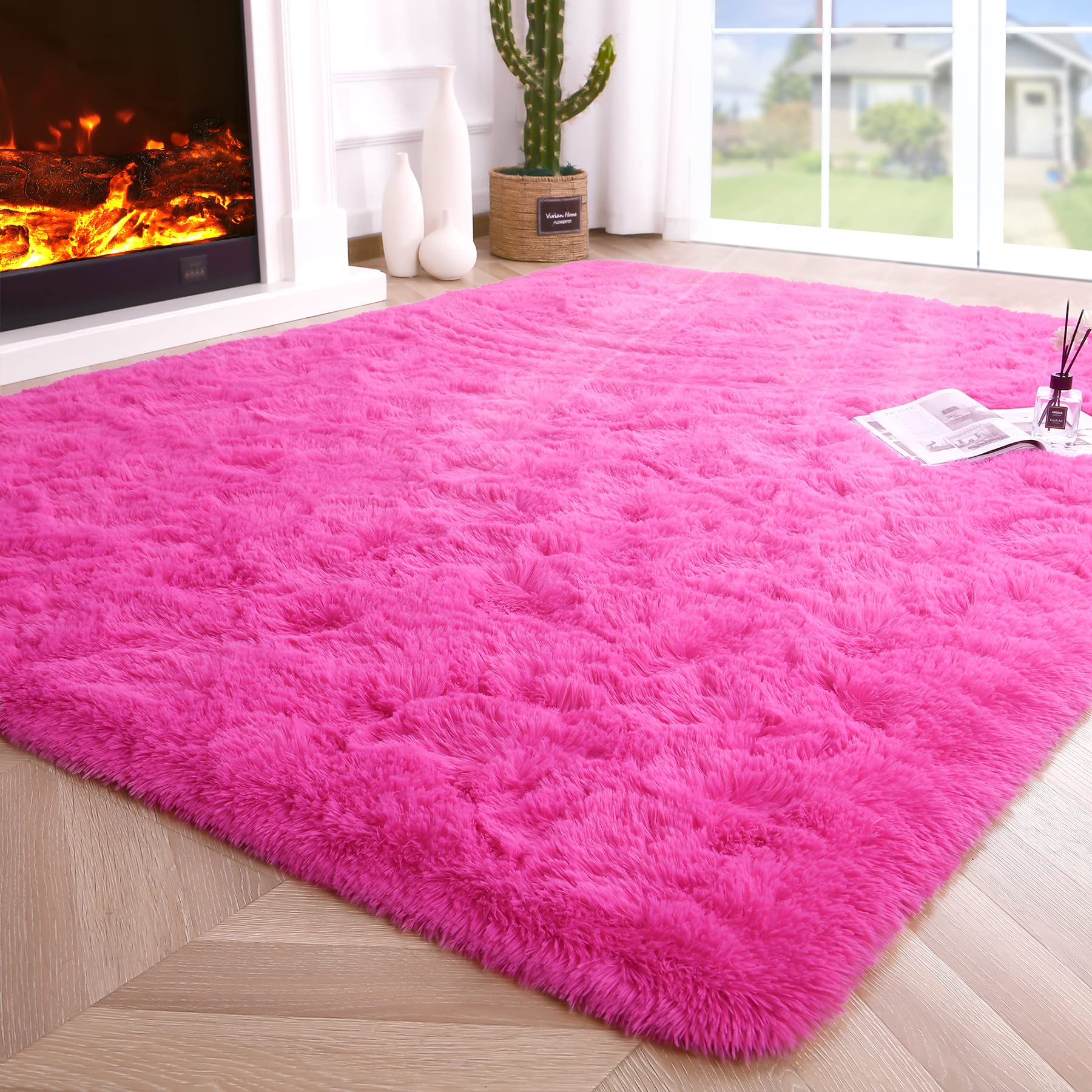 Fluffy Area Rugs Shag Throw Floor Carpet, Soft Shaggy Bedside Non-Slip Plush Rug Home Decor Aesthetic