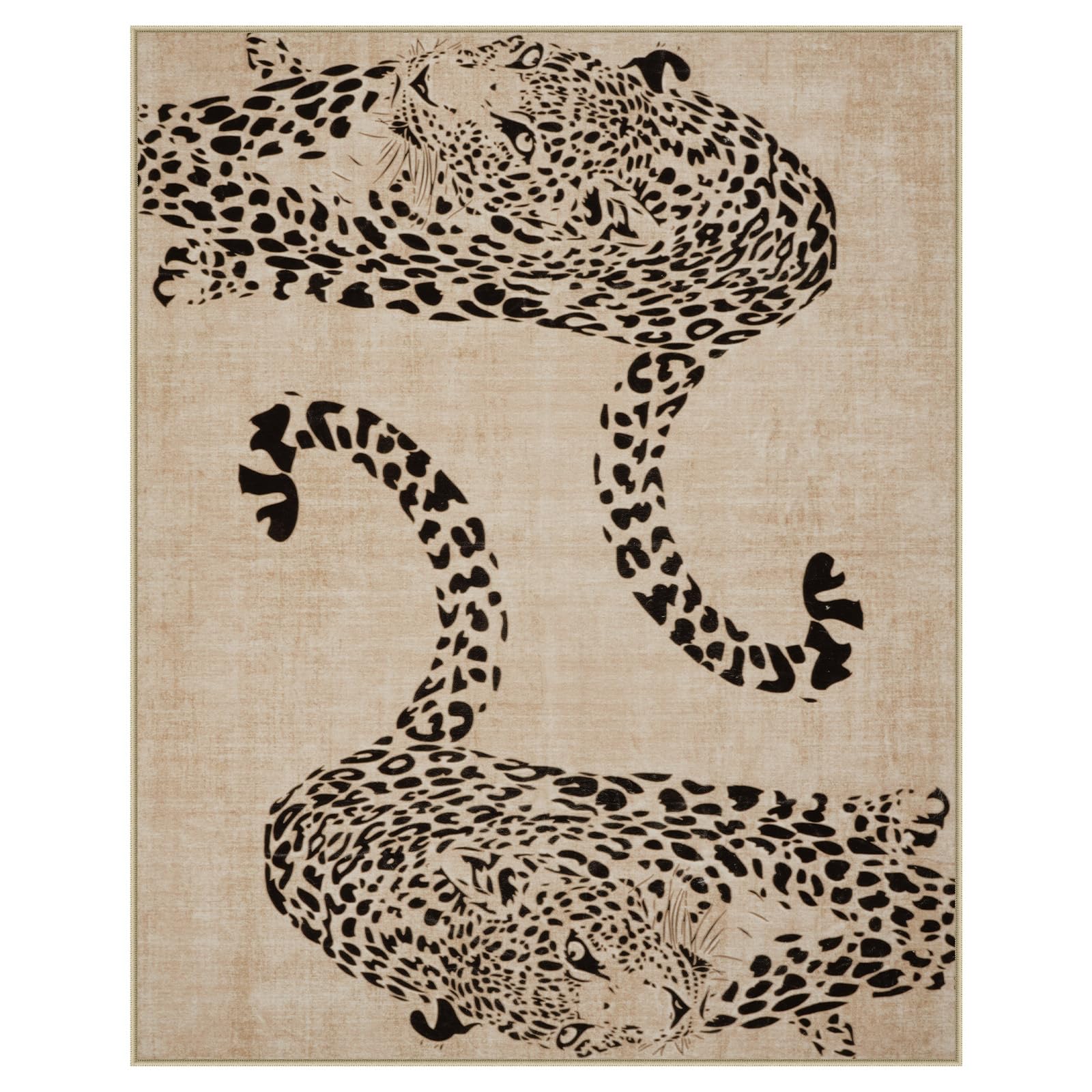 Leopard Print Area Rug â€?Soft, Washable, Non-Slip, Stain-Resistant Rug
