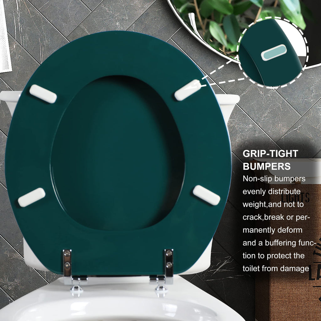 Round Toilet Seat Natural Wood Toilet Seat with Zinc Alloy Hinges, Easy to Install also Easy to Clean, Scratch Resistant