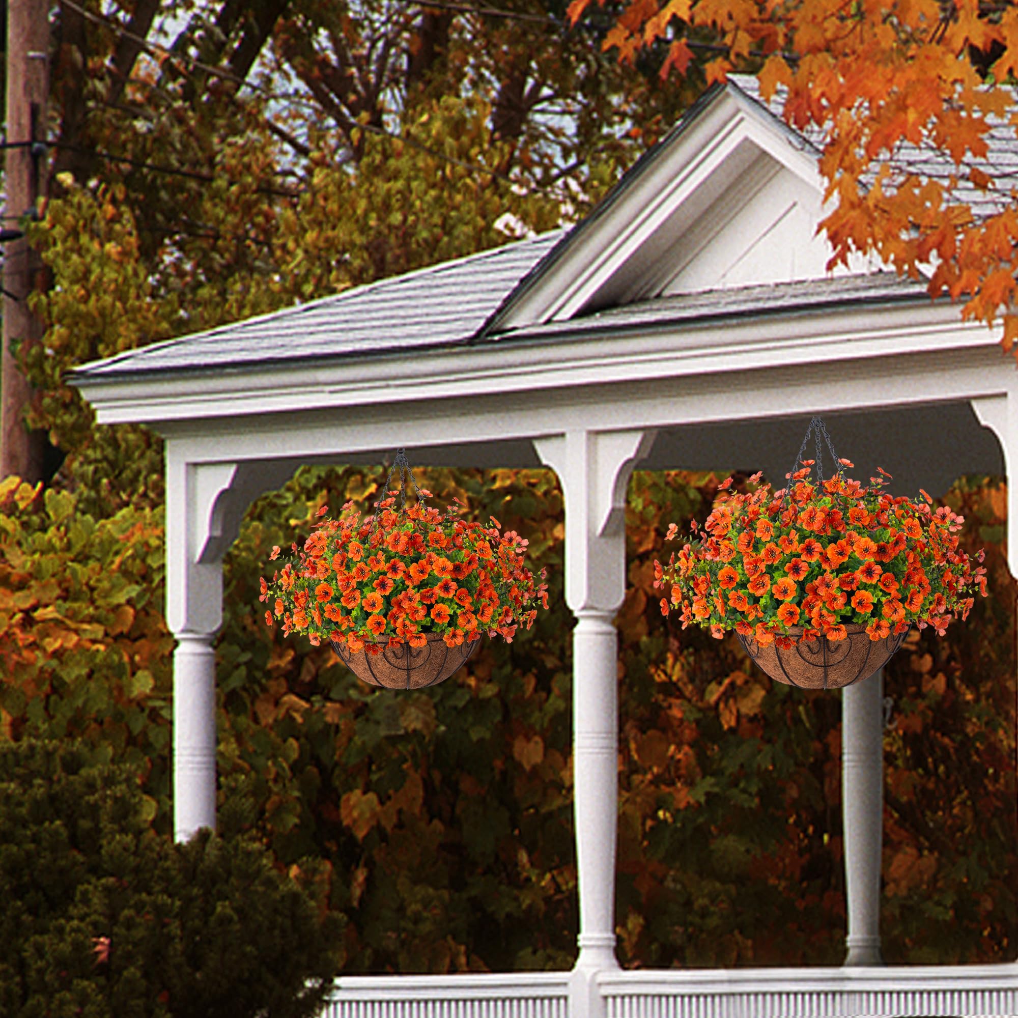 Fake Silk Colorful Daisy Eucalyptus in 12" Metal Coconut Lining Flowerpot