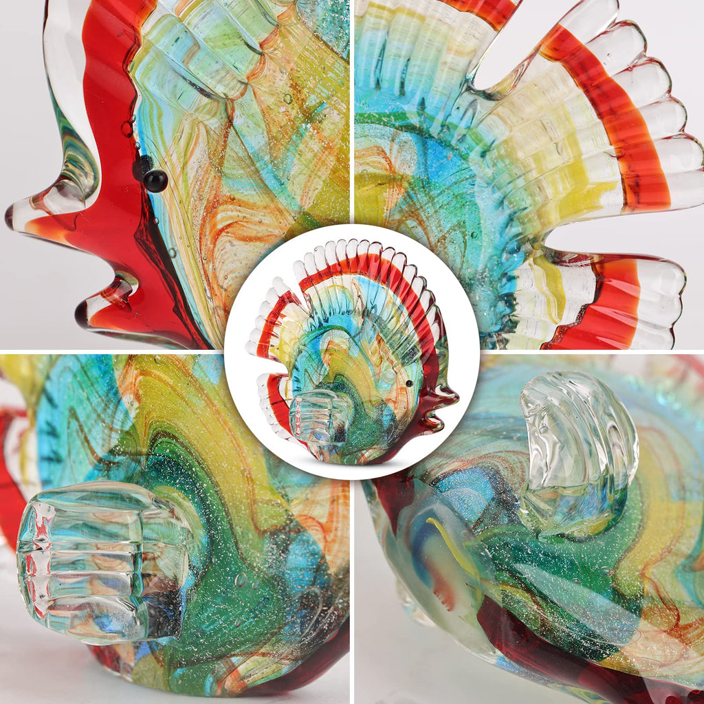 Hand Blown Glass Conch - Coastal Home Decor Conch Corners, Glass Art Conch Sculptures, Office Decor Blown Glass Art, Living Room Table Centerpieces, Bathroom Shelf Tops And Cabinet Decor