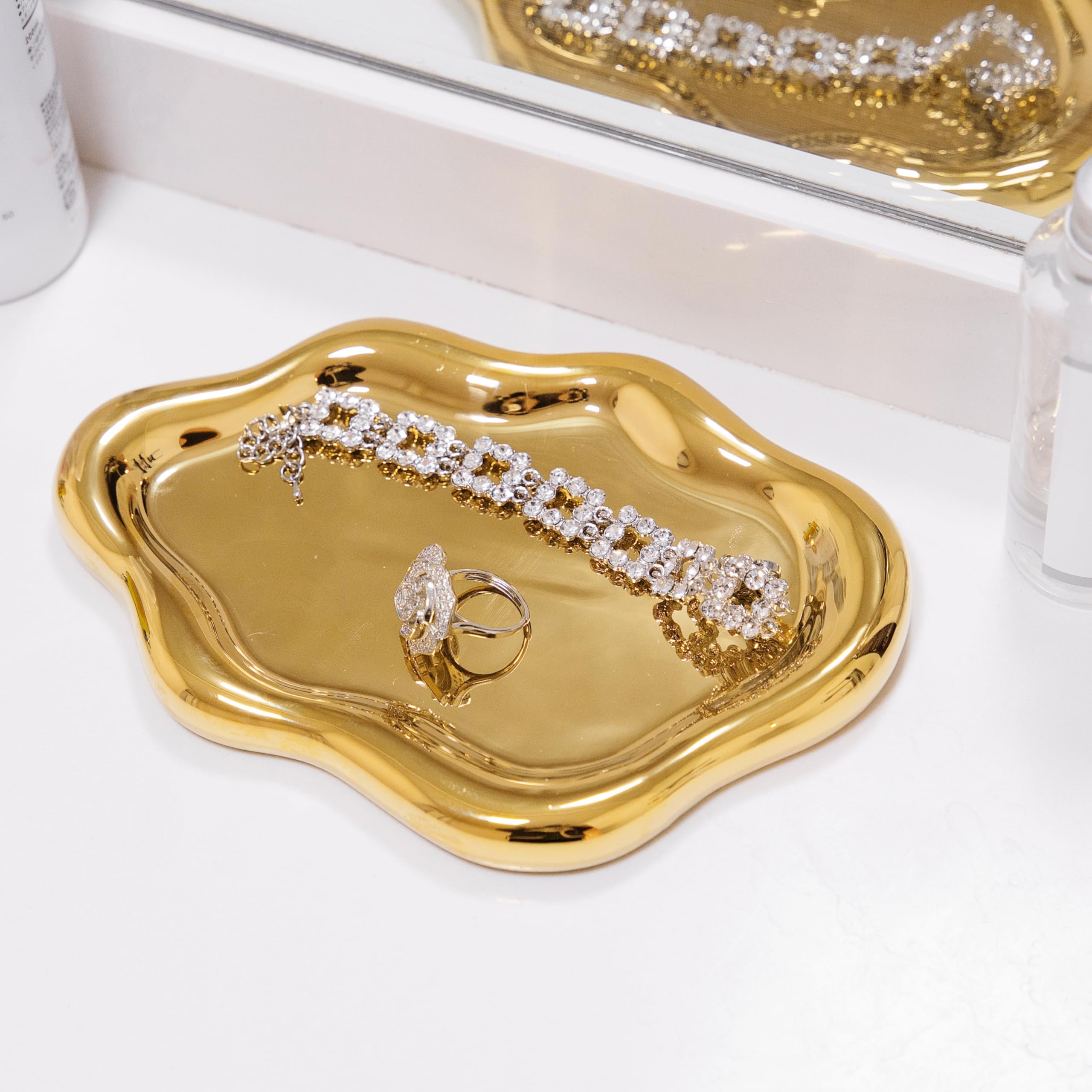 Cloud Trinket Dish, Chubby Jewelry Tray, Ceramic Jewelry Ring Trinket Dish for Rings Earrings Necklace Organizer