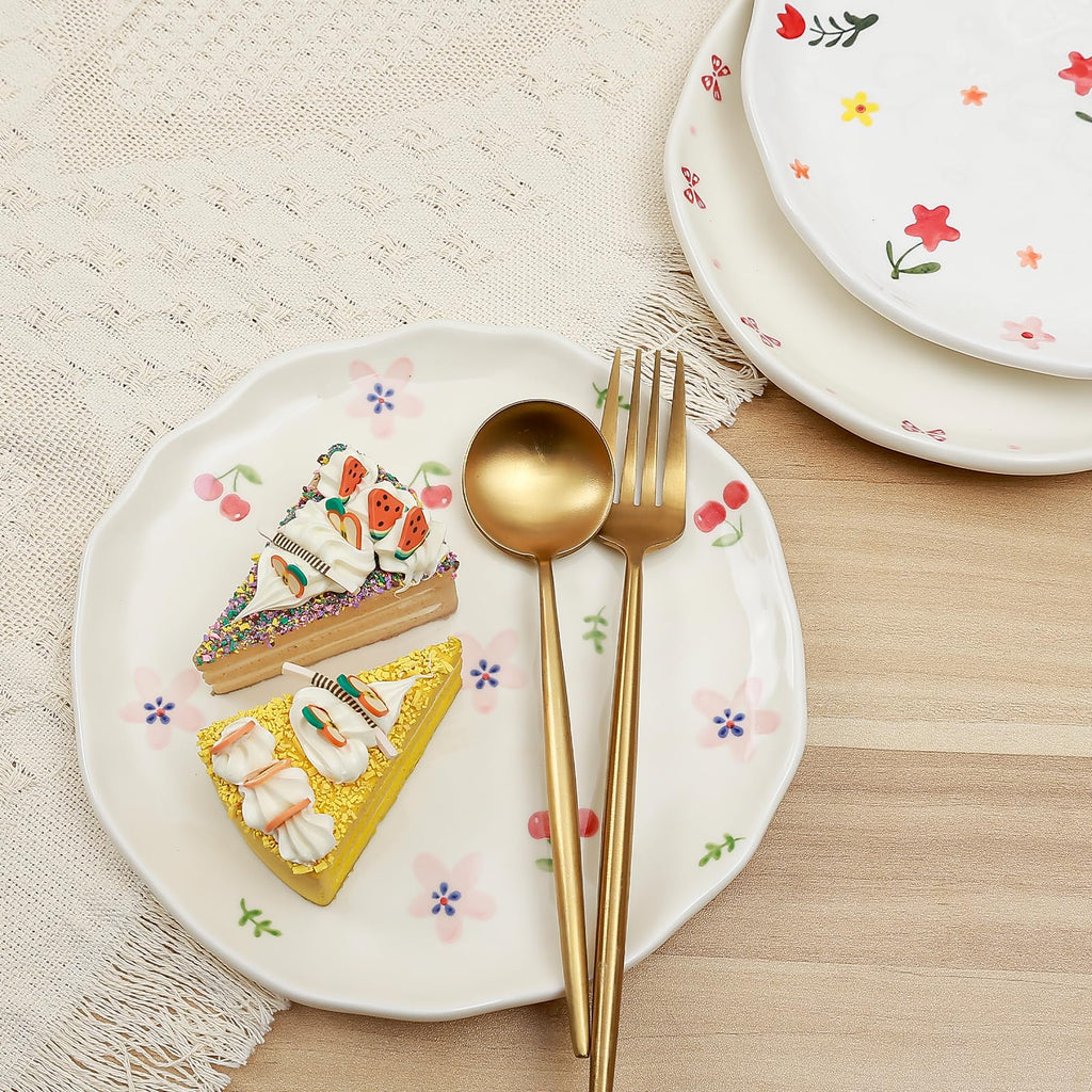 Ceramic Dinner Plates, 8" Modern Rustic Appetizer Plate