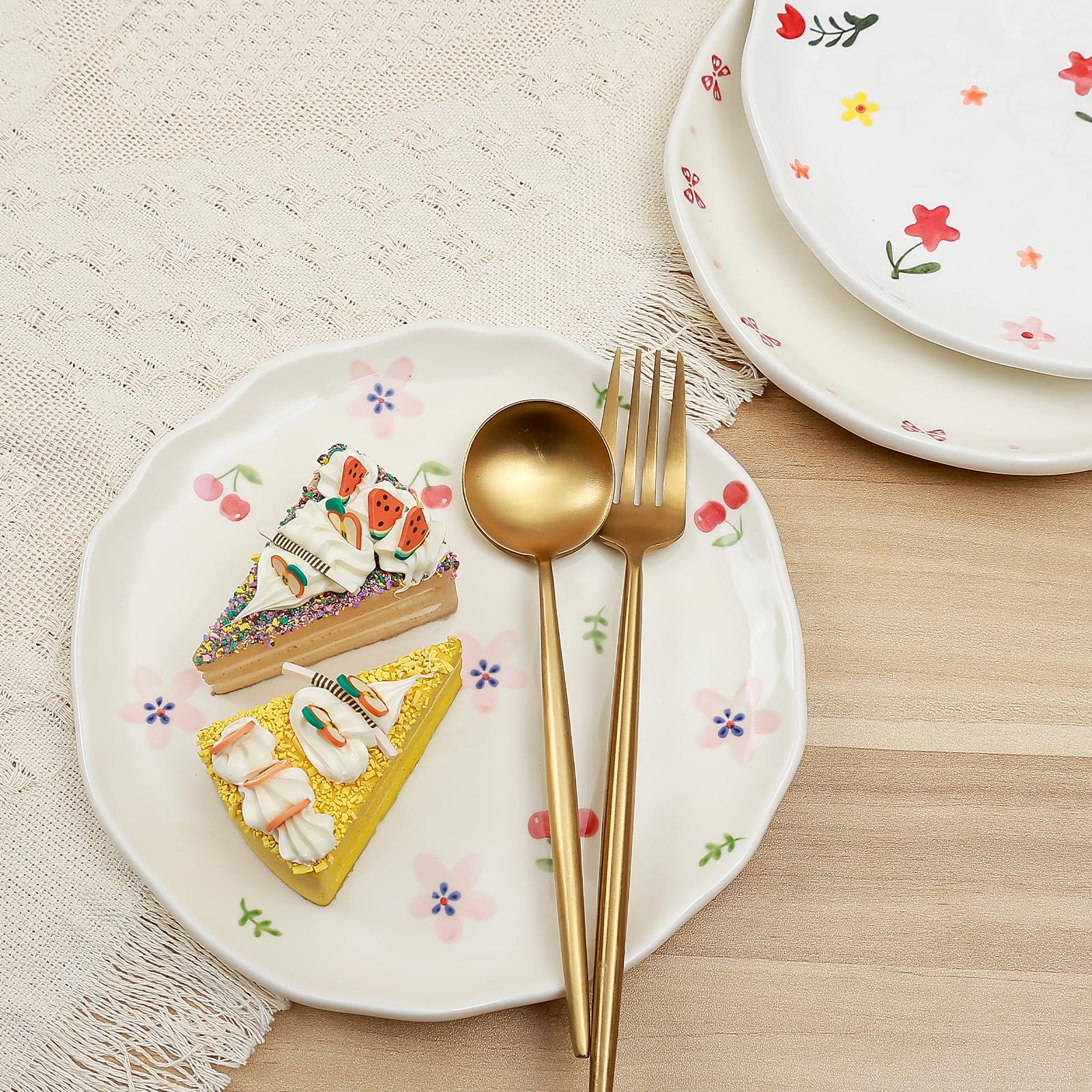 Ceramic Dinner Plates, 8" Modern Rustic Appetizer Plate