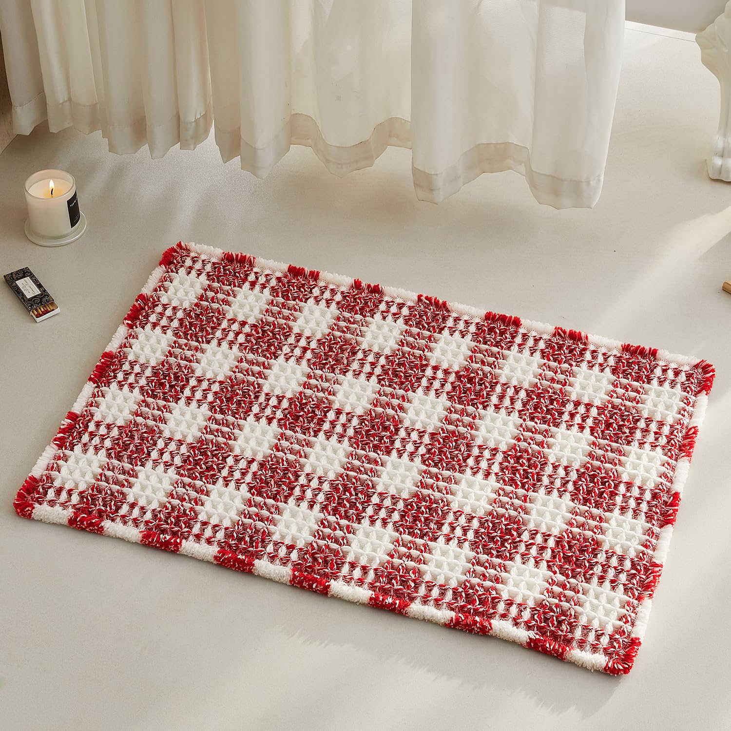 Waffle Bath Mat Non Slip Washable Quick Dry Cute Bath Mat