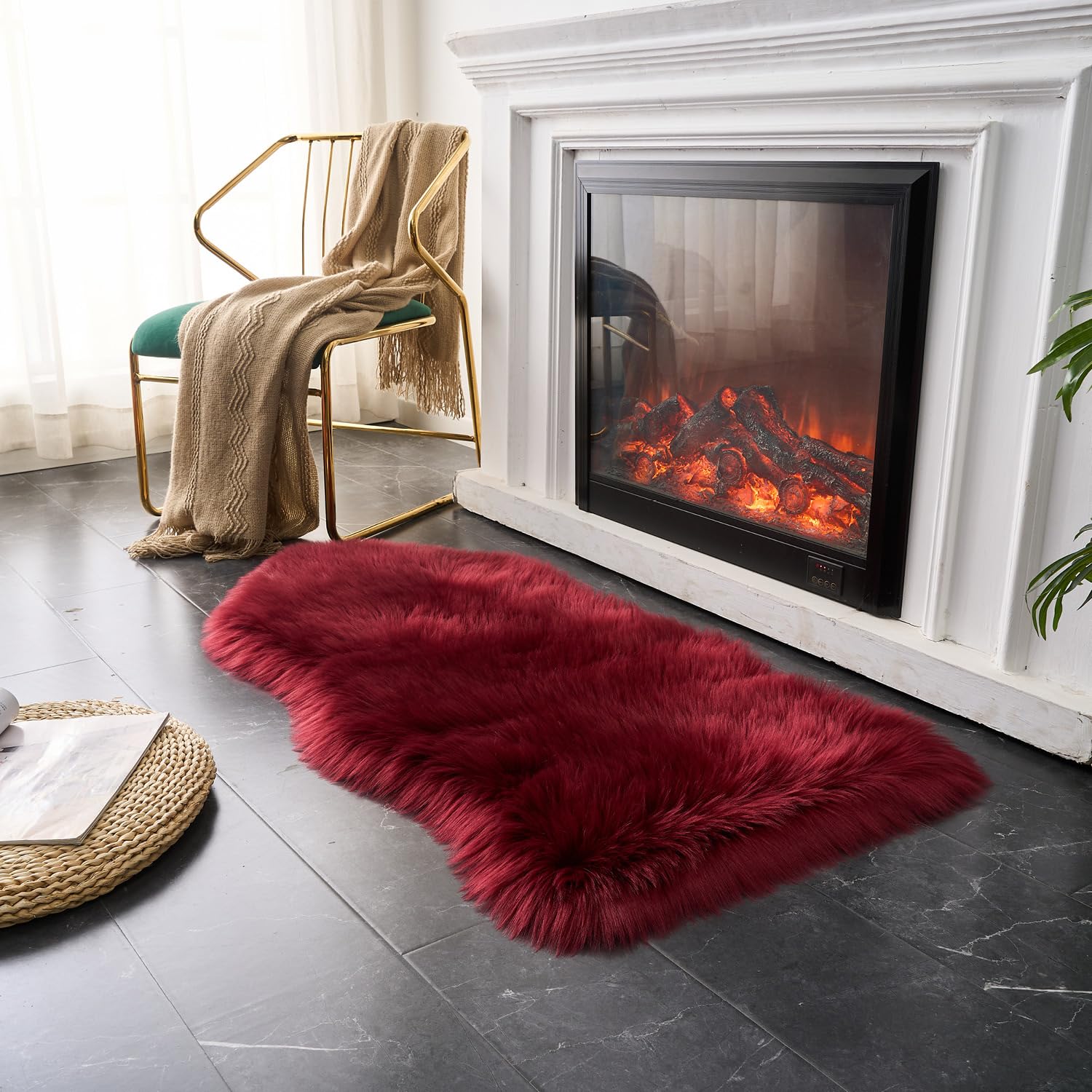 Ultra Soft Faux Fluffy/Fuzzy Shaggy Area Rug - Fur Chair Cover Seat Pad