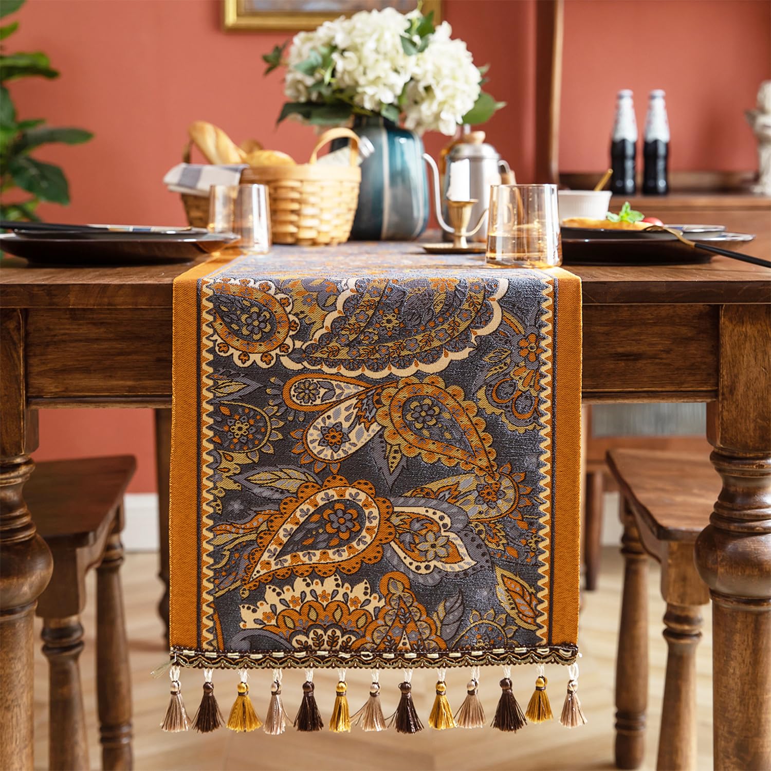 Retro-Luxury Tassels Table Runner Series for Kitchen Dining Table