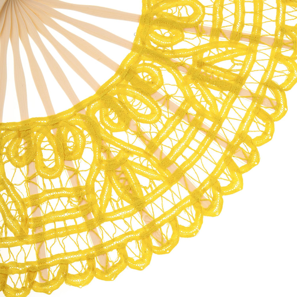 Cotton Lace Folding Handheld Fan Embroidered Hand Fan with Bamboo Staves