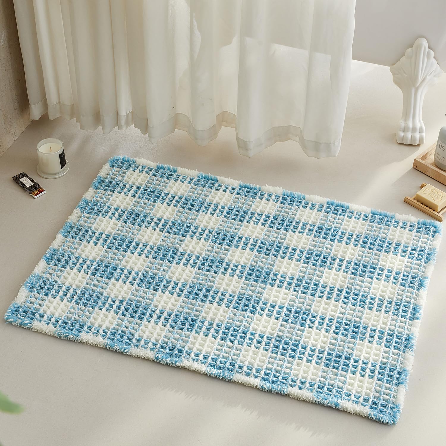 Waffle Bath Mat Non Slip Washable Quick Dry Cute Bath Mat