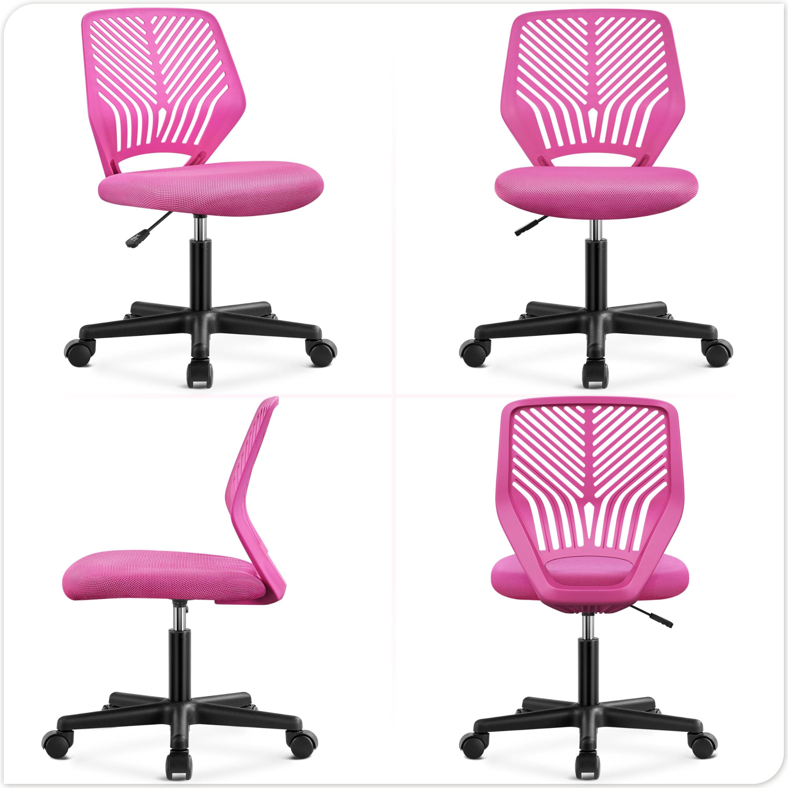 Cute Low-Back Armless Study w/Lumbar Support Adjustable Swivel Chair