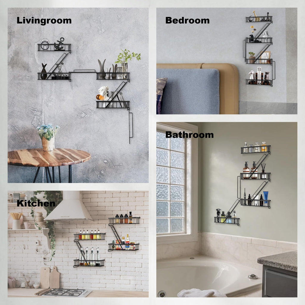 Fire Escape Shelf - Wall Decor Floating Shelves, Cute Metal Ladder Shelving for Bedroom, Home Decor Display (3-Tier)