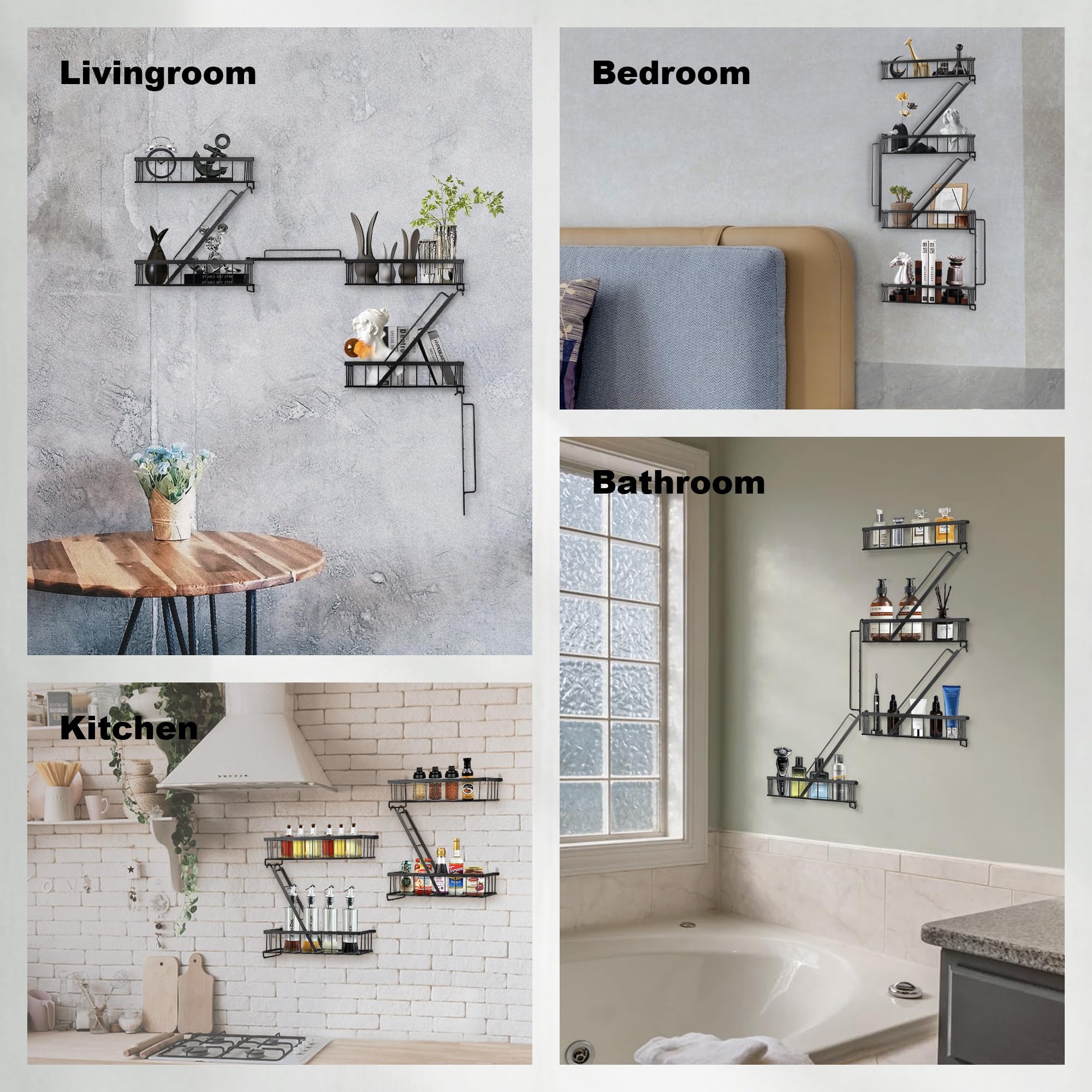 Fire Escape Shelf - Wall Decor Floating Shelves, Cute Metal Ladder Shelving for Bedroom, Home Decor Display (3-Tier)