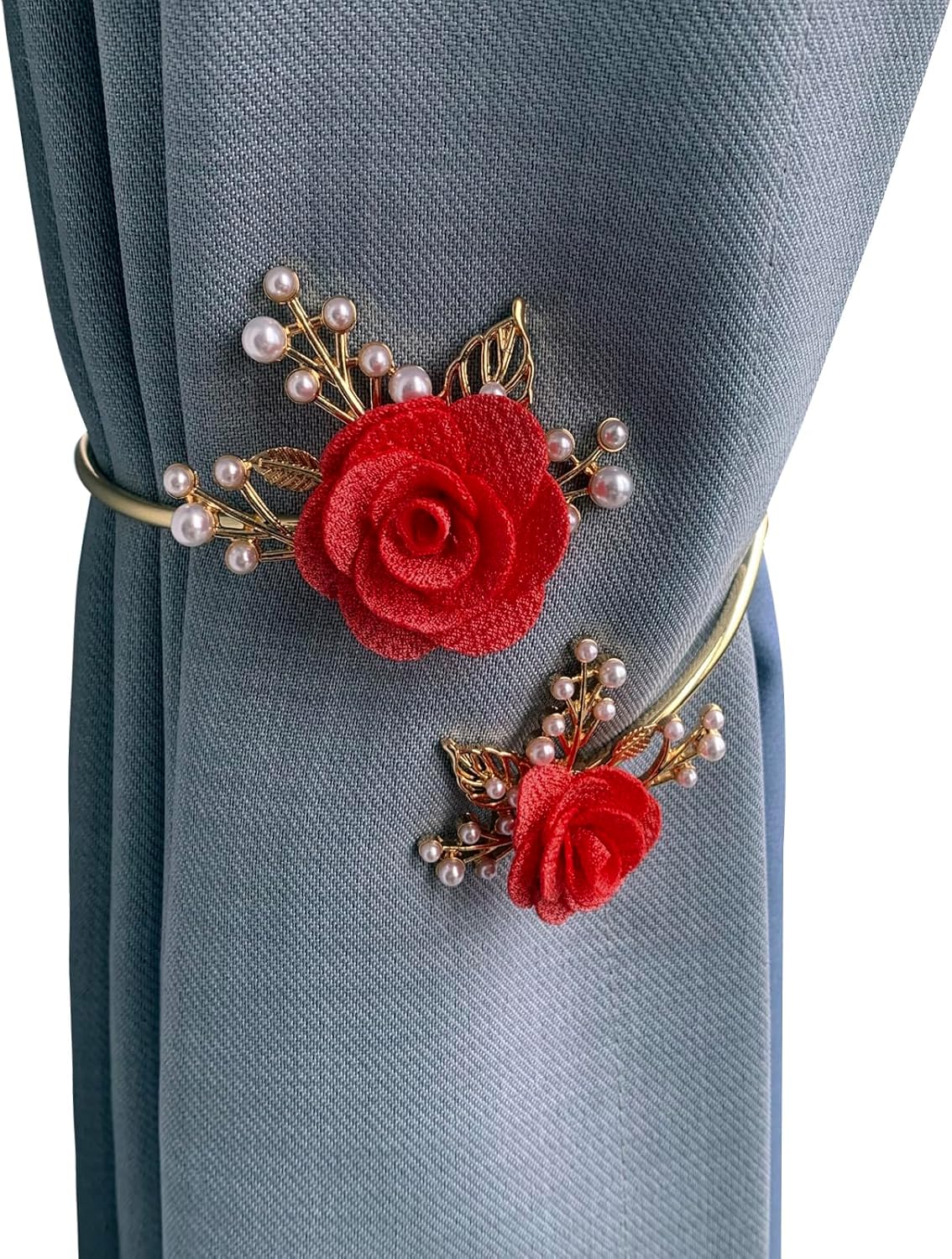 Modern 2PCS/Set Light Luxury Soft Alloy Curtain Buckle Three-Dimensional Flower Imitation Pearl Decoration