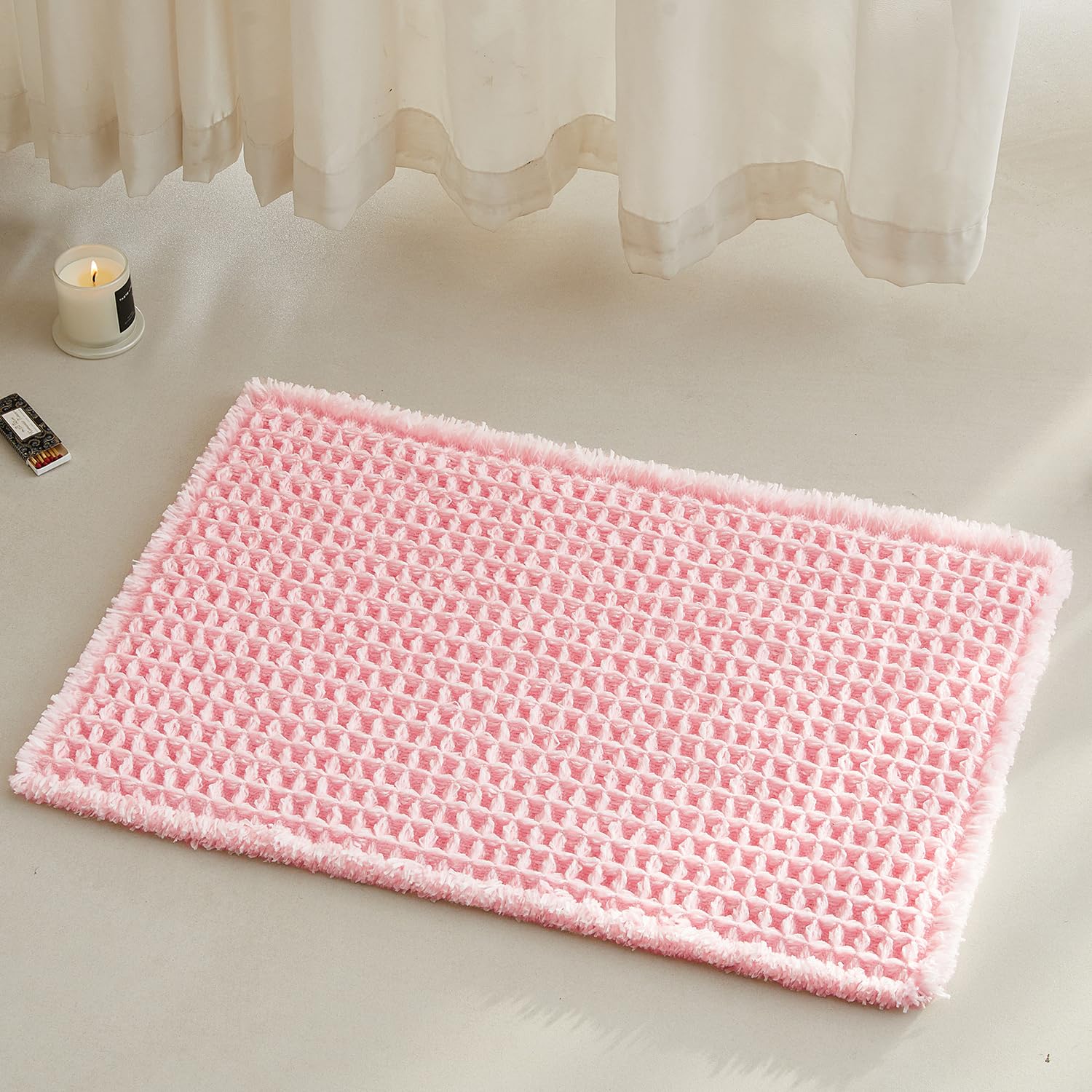 Waffle Bath Mat Non Slip Washable Quick Dry Cute Bath Mat