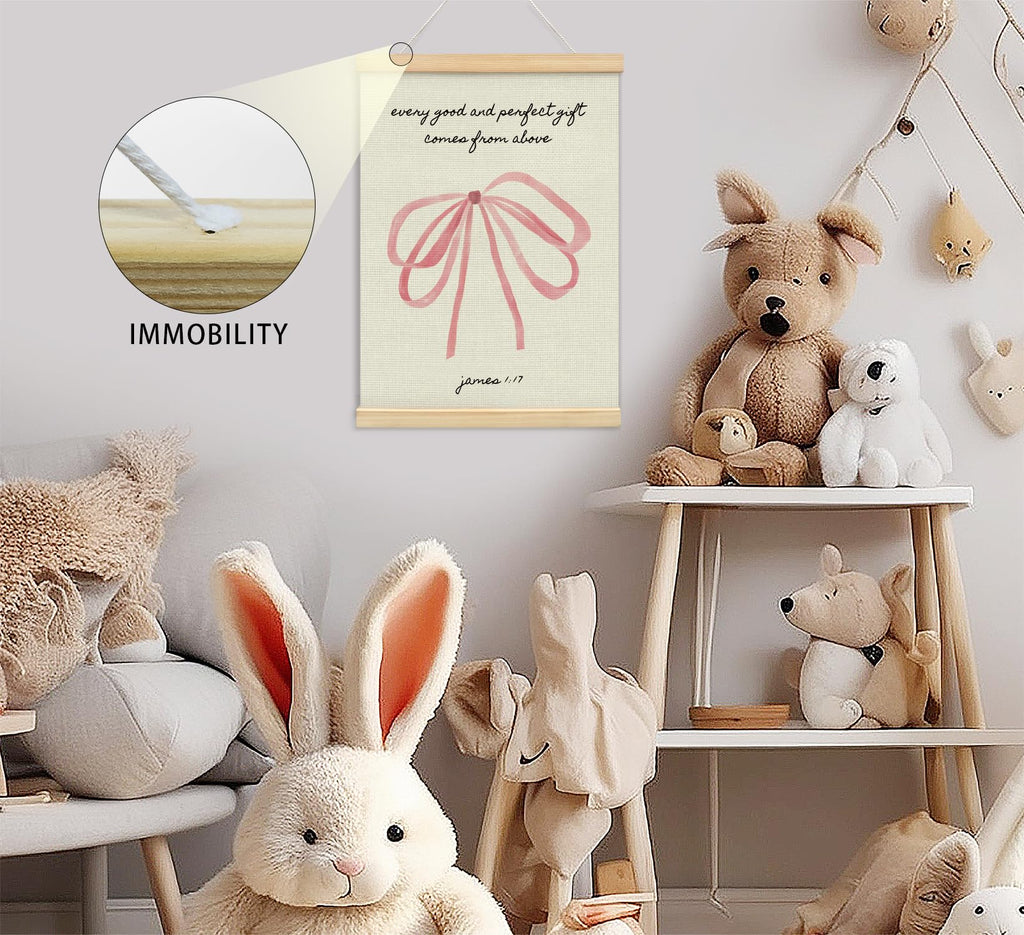 Trendy Bows Pink Coquette Scripture Wall Art Poster Hanger Frame, Christian Bible Verses Posters Wall Art Decor