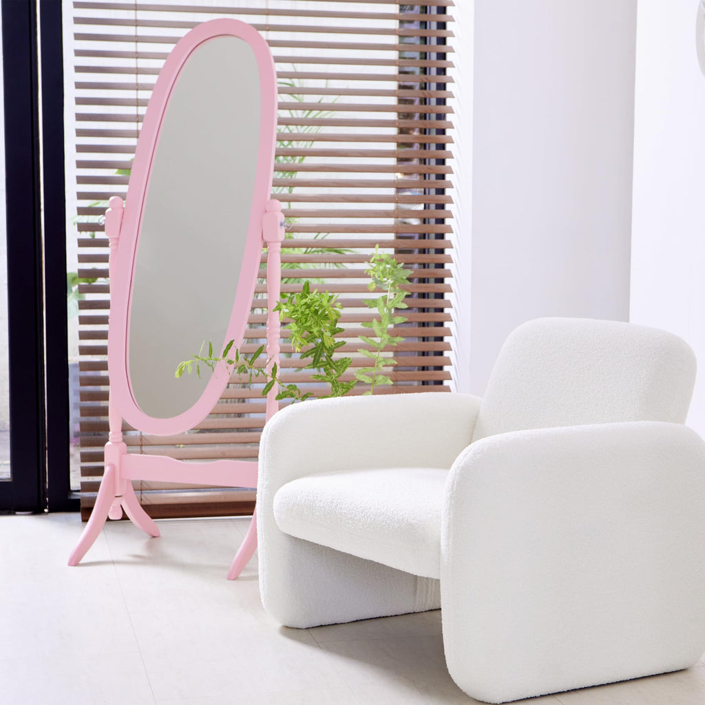 Wooden Antique Floor Free Standing Mirror/Traditional Style 60" Oval