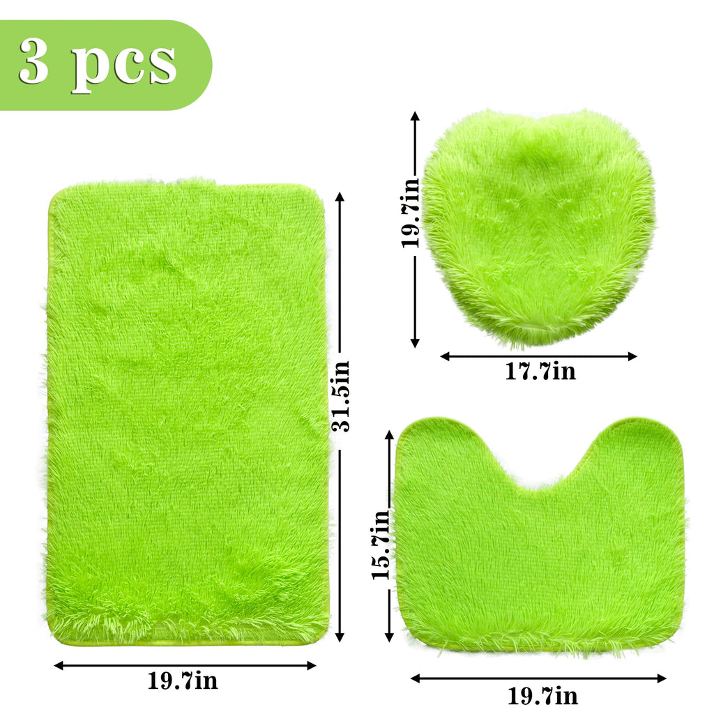 Shaggy Bathroom Rugs Sets 3 Piece for Bathroom Non-Slip - Water Absorbent Bath Rug Floor Mats Soft Washable Shower Rug with U-Shaped Contour Rug Toilet Lid Cover