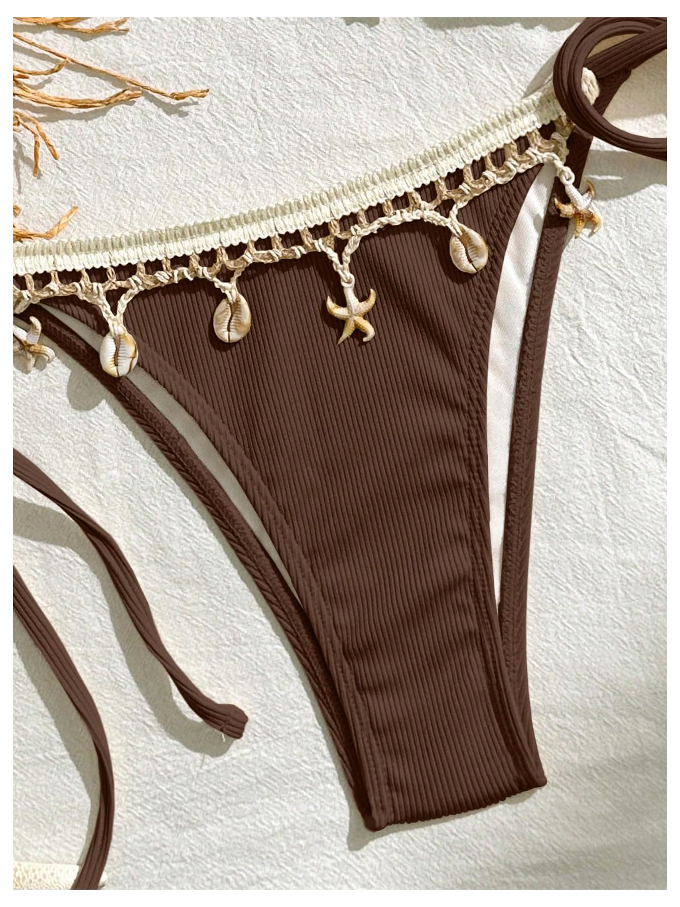 Women's 2 Piece Halter Triangle Bathing Suit Ribbed Bikini Swimsuits