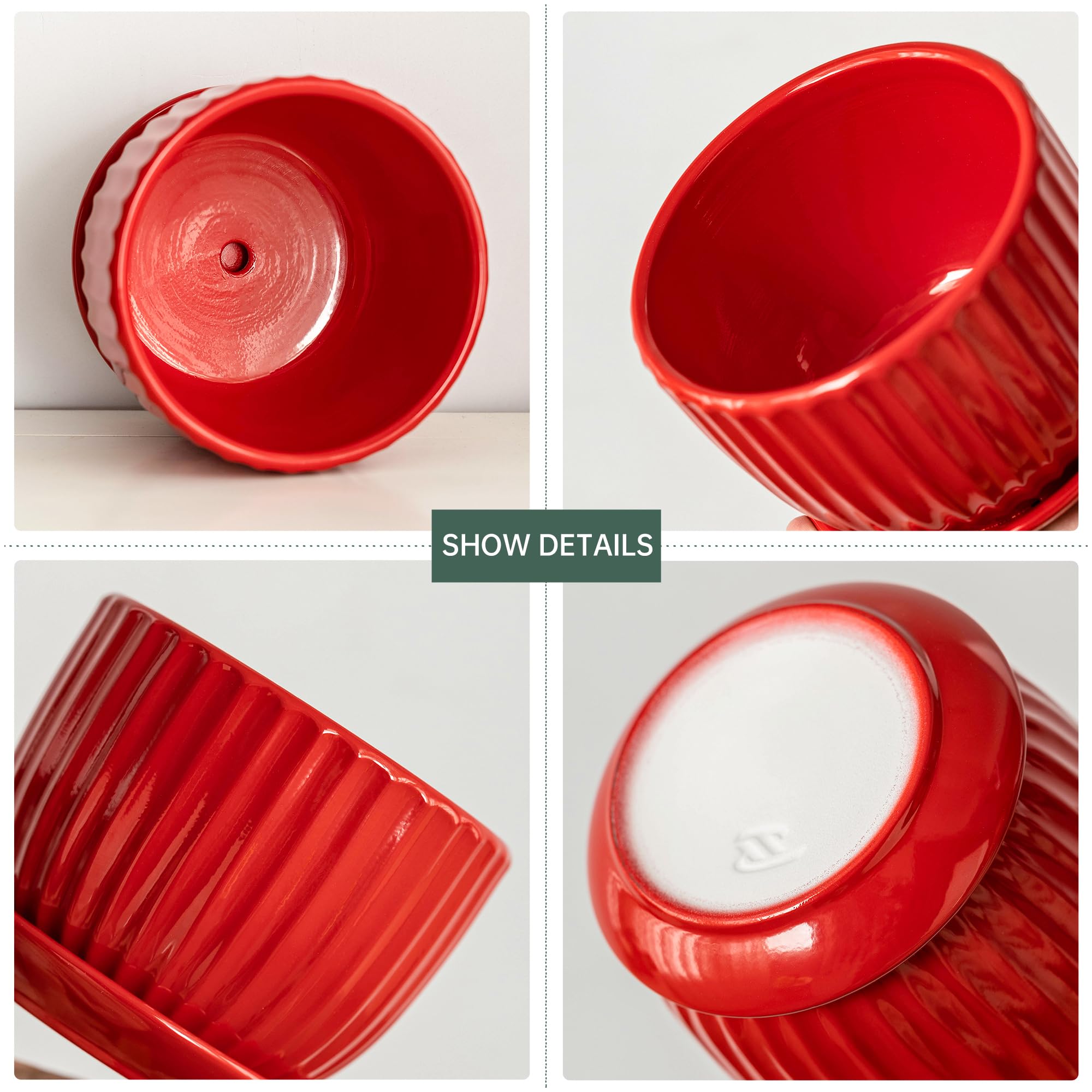 Ceramic Flower Pots, 4"+5"+6" Inch Small Glazed Succulent Planters with Drainage Hole, Modern Indoor Decorative Plant Pots Set of 3,Garden Pots with Saucer